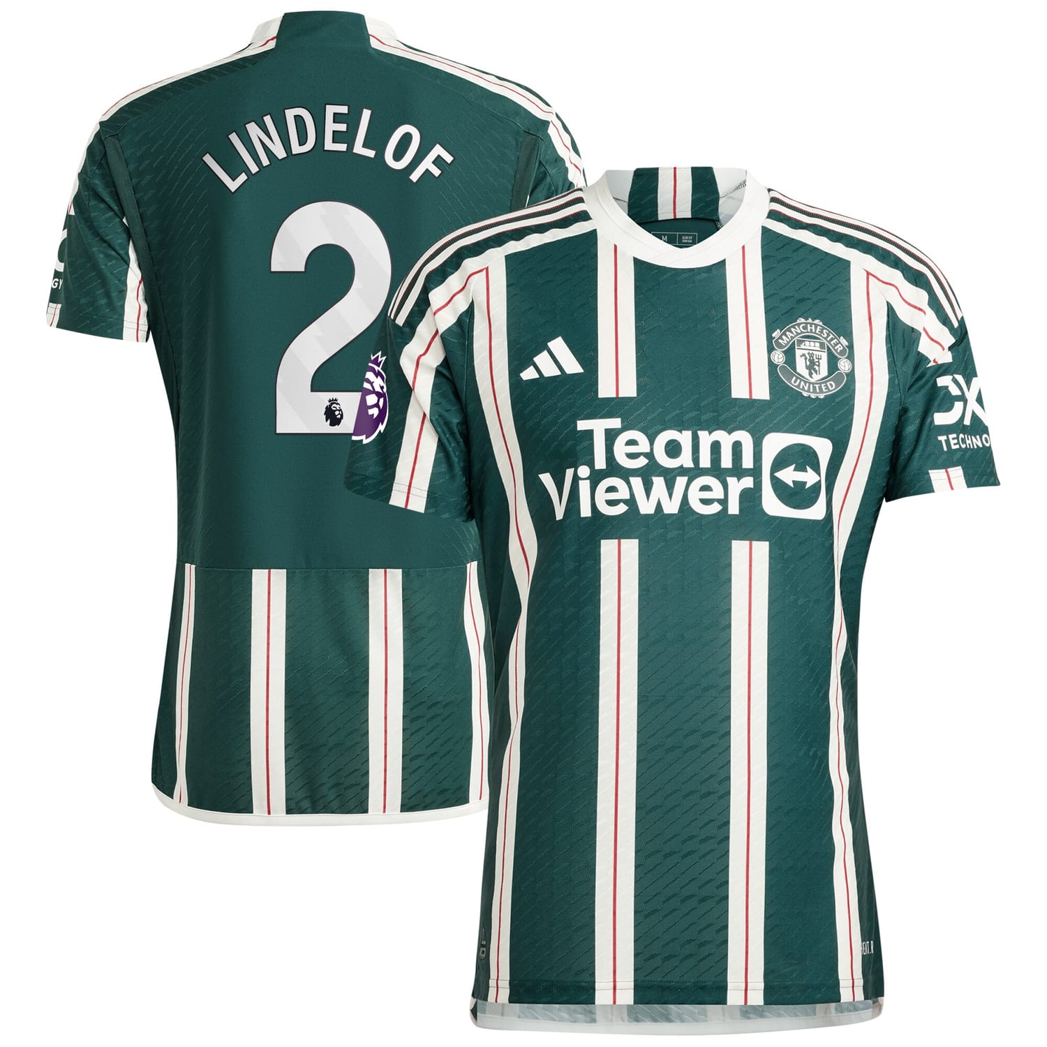 Premier League Manchester United Away Authentic Jersey Shirt Green 2023-24 player Victor Lindelöf printing for Men