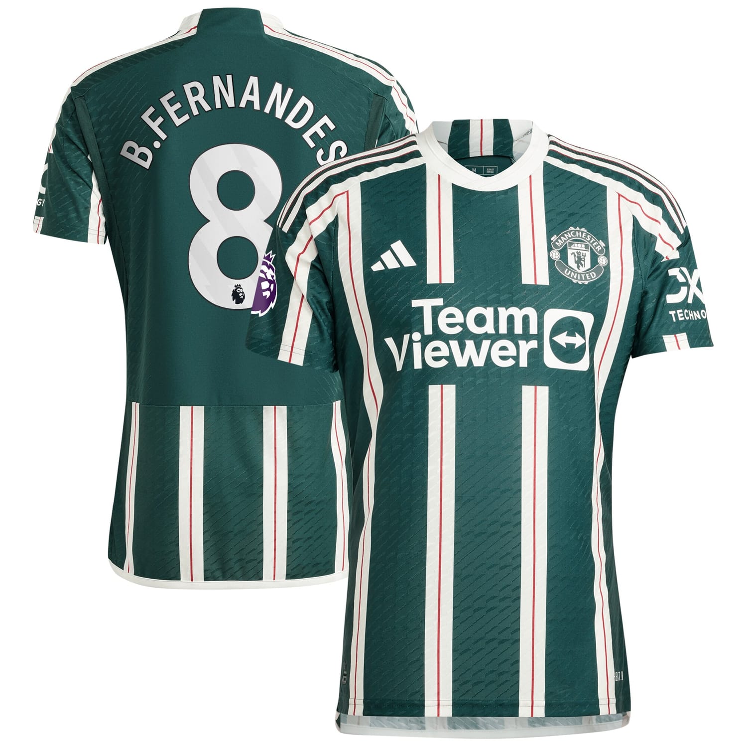 Premier League Manchester United Away Authentic Jersey Shirt Green 2023-24 player Bruno Fernandes printing for Men