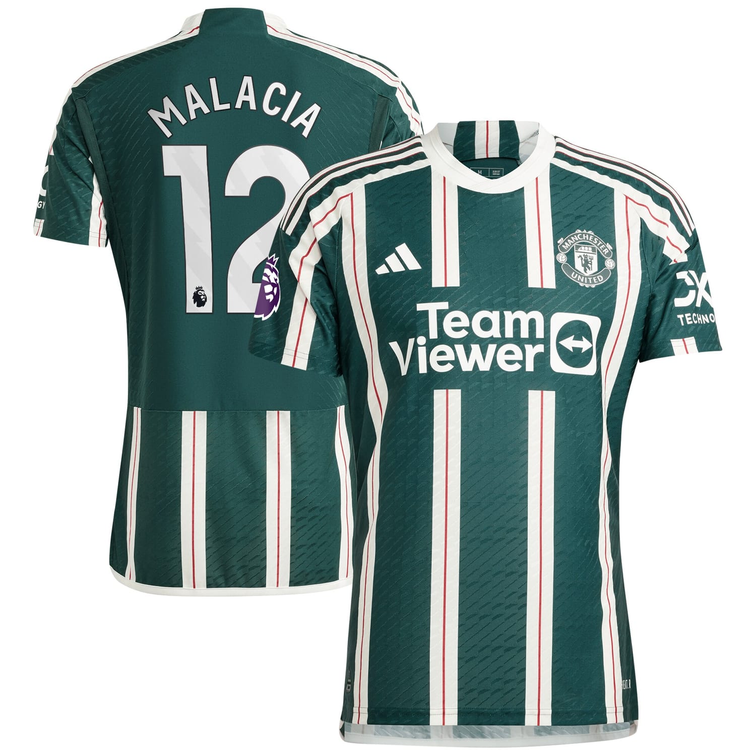 Premier League Manchester United Away Authentic Jersey Shirt Green 2023-24 player Tyrell Malacia printing for Men