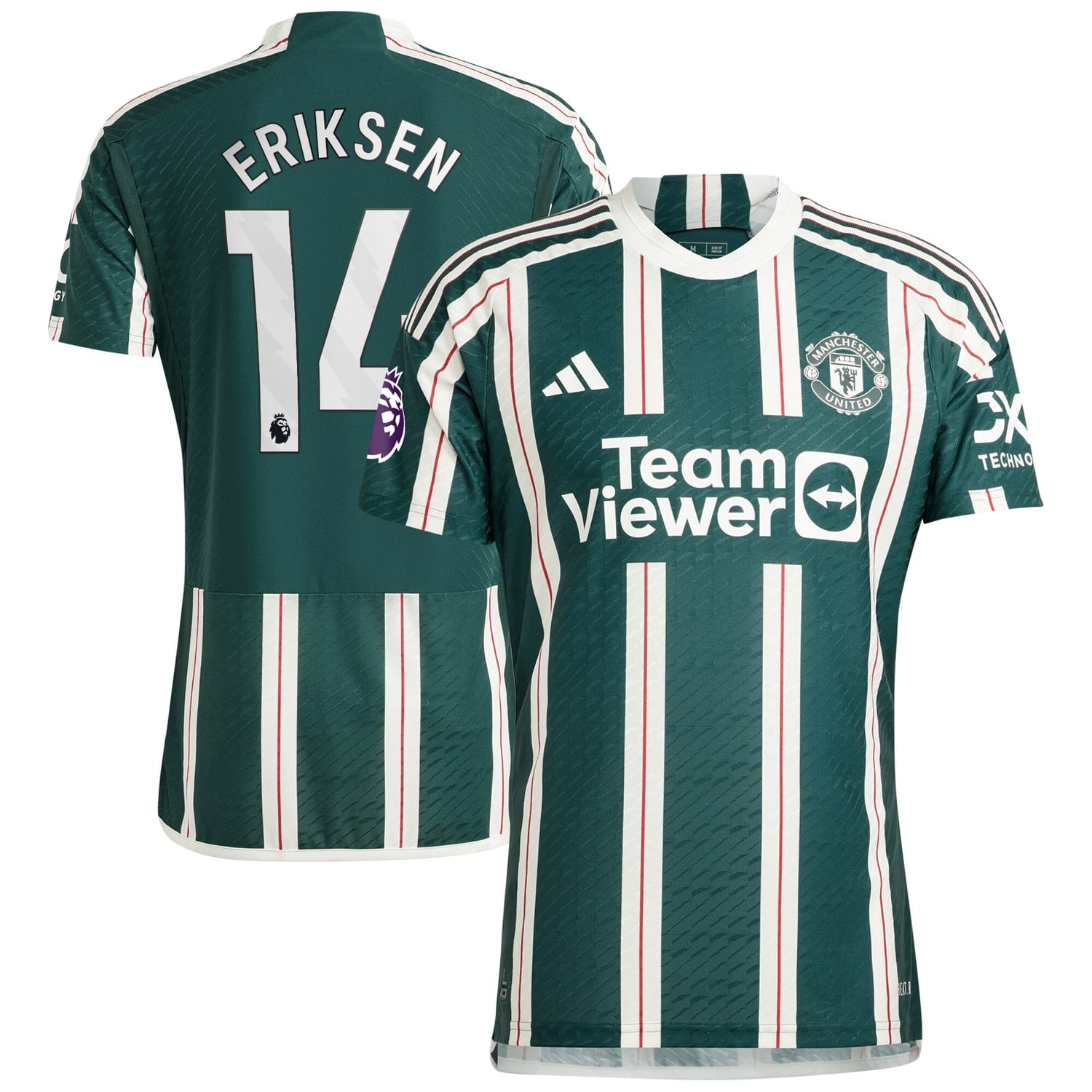 Premier League Manchester United Away Authentic Jersey Shirt Green 2023-24 player Christian Eriksen printing for Men