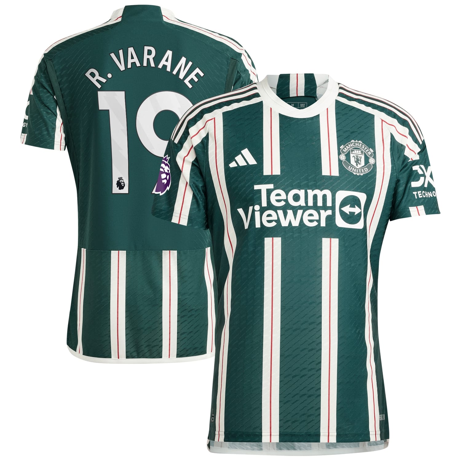 Premier League Manchester United Away Authentic Jersey Shirt Green 2023-24 player Raphael Varane printing for Men