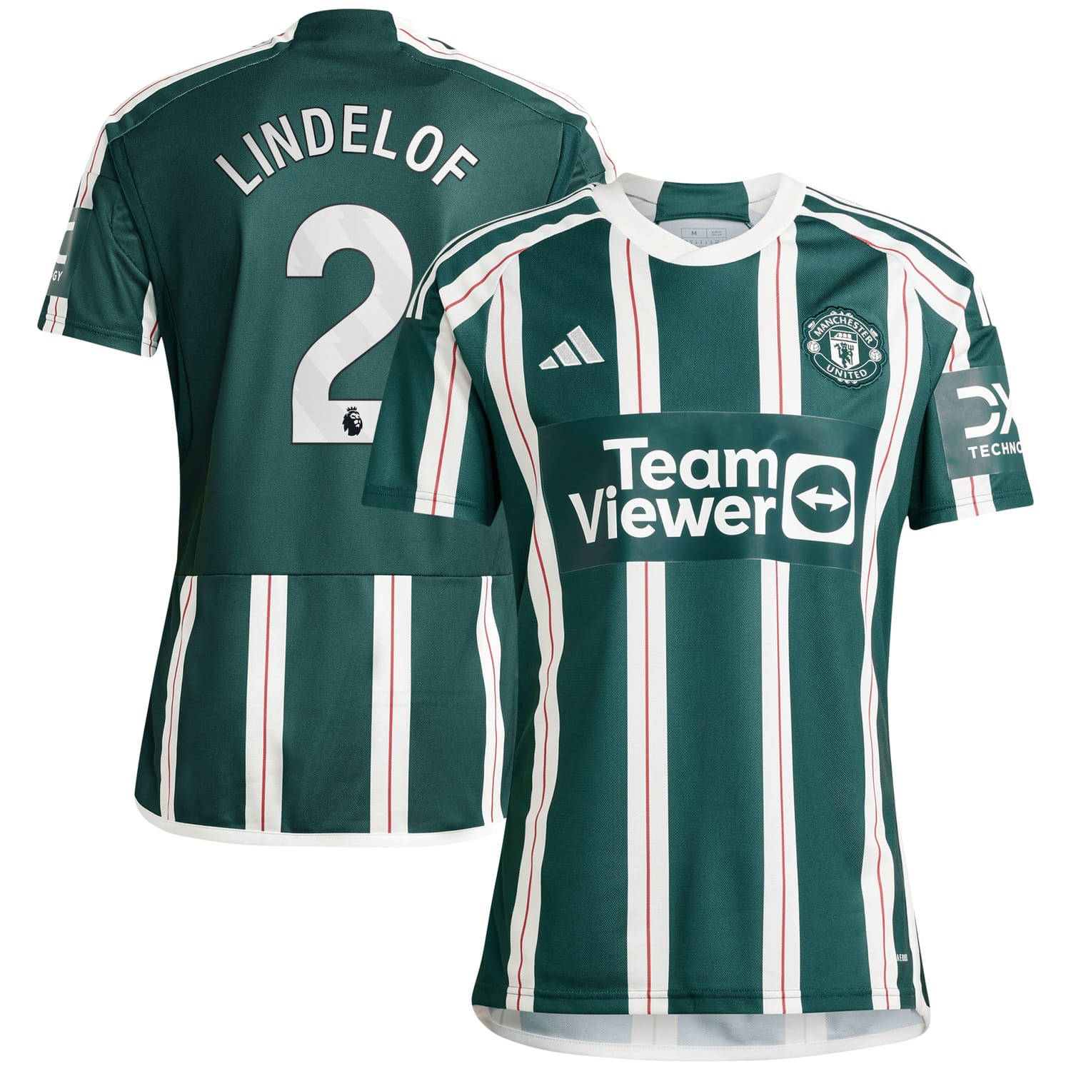 Premier League Manchester United Away Jersey Shirt Green 2023-24 player Victor Lindelöf printing for Men