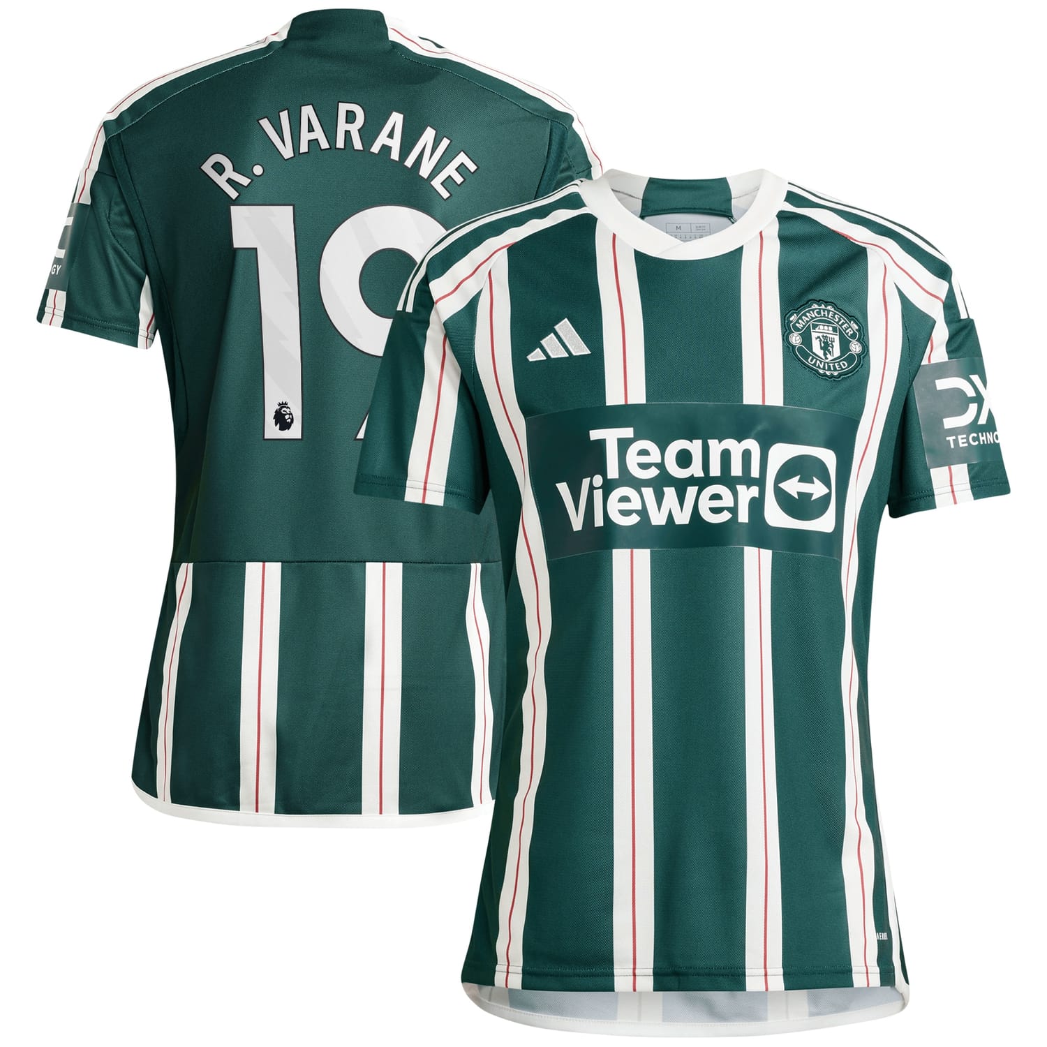 Premier League Manchester United Away Jersey Shirt Green 2023-24 player Raphael Varane printing for Men