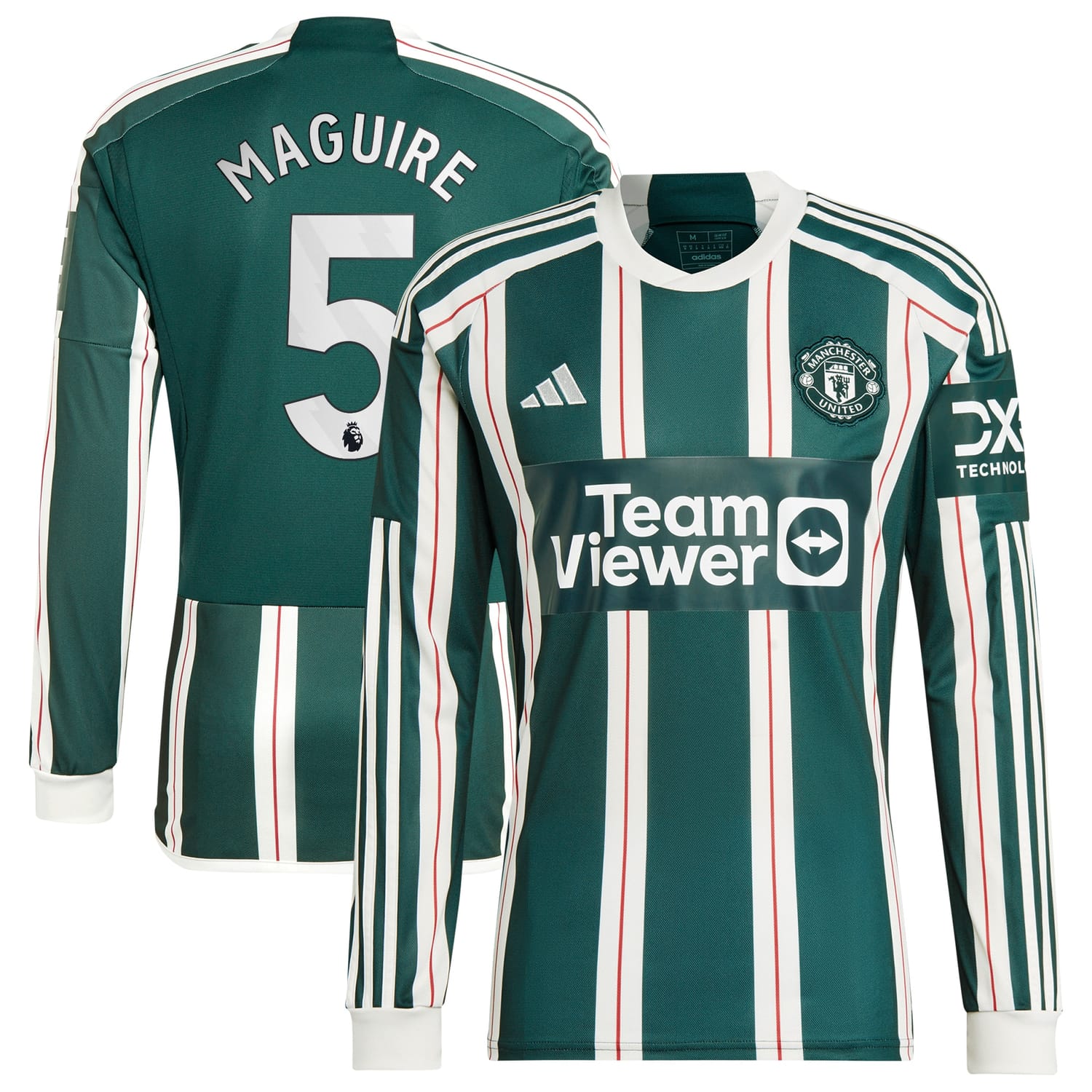 Premier League Manchester United Away Jersey Shirt Long Sleeve Green 2023-24 player Harry Maguire printing for Men