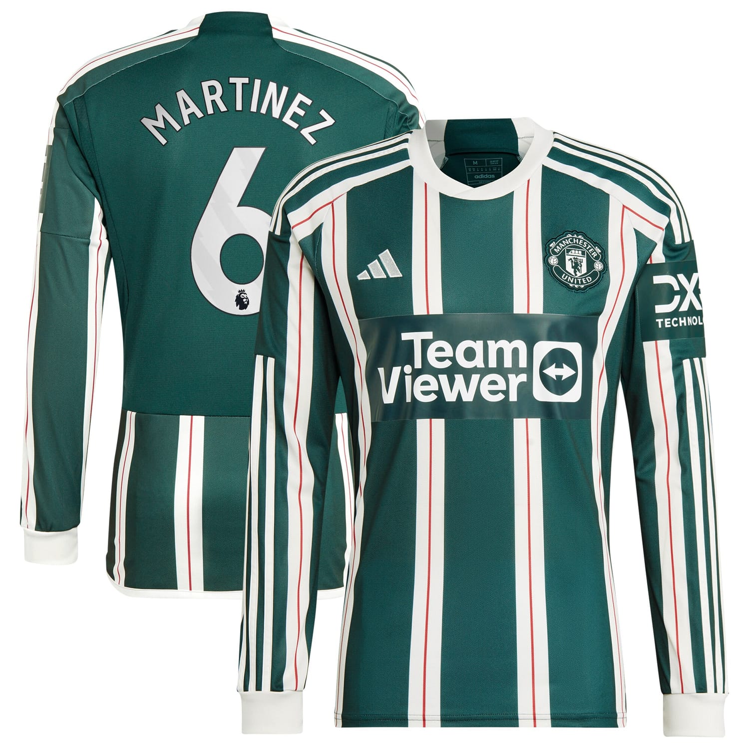 Premier League Manchester United Away Jersey Shirt Long Sleeve Green 2023-24 player Lisandro Martínez printing for Men