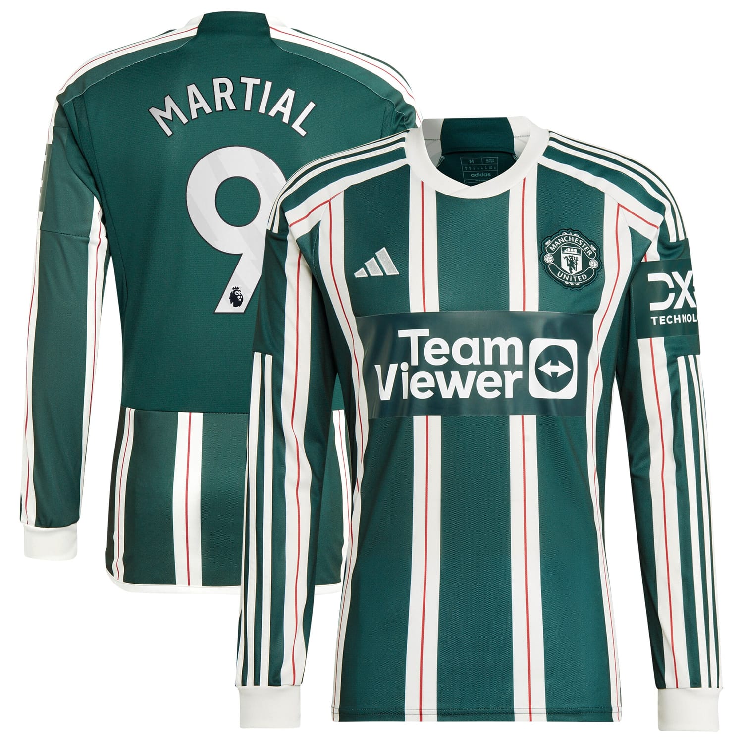 Premier League Manchester United Away Jersey Shirt Long Sleeve Green 2023-24 player Anthony Martial printing for Men