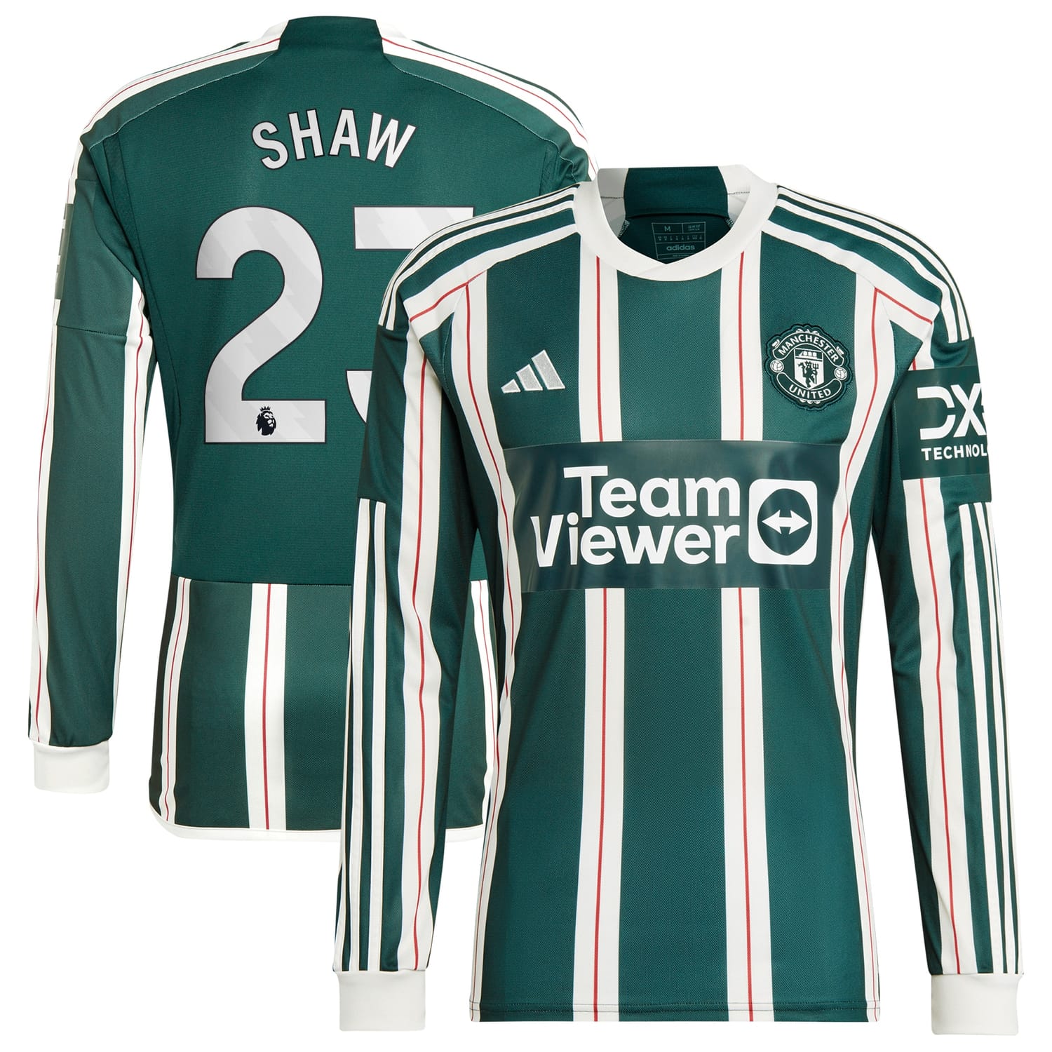 Premier League Manchester United Away Jersey Shirt Long Sleeve Green 2023-24 player Luke Shaw printing for Men