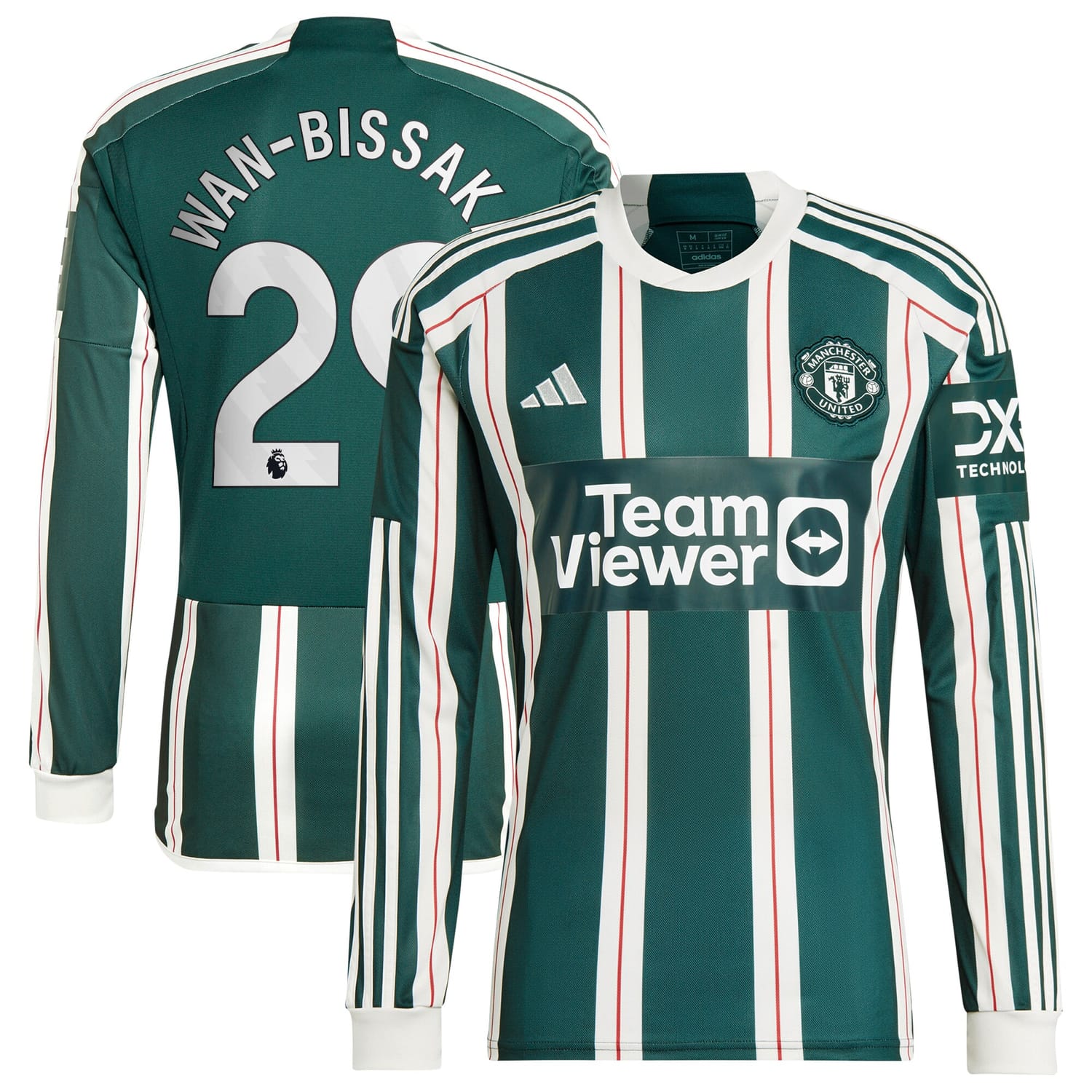 Premier League Manchester United Away Jersey Shirt Long Sleeve Green 2023-24 player Aaron Wan-Bissaka printing for Men