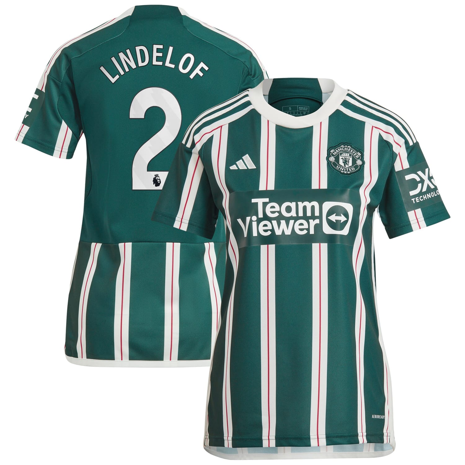Premier League Manchester United Away Jersey Shirt Green 2023-24 player Victor Lindelöf printing for Women