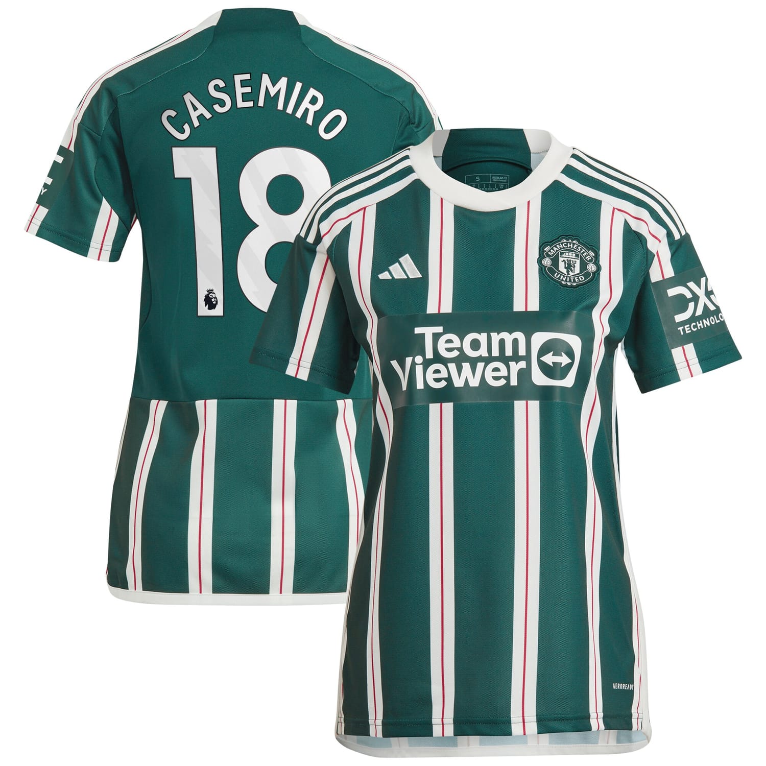 Premier League Manchester United Away Jersey Shirt Green 2023-24 player Casemiro printing for Women
