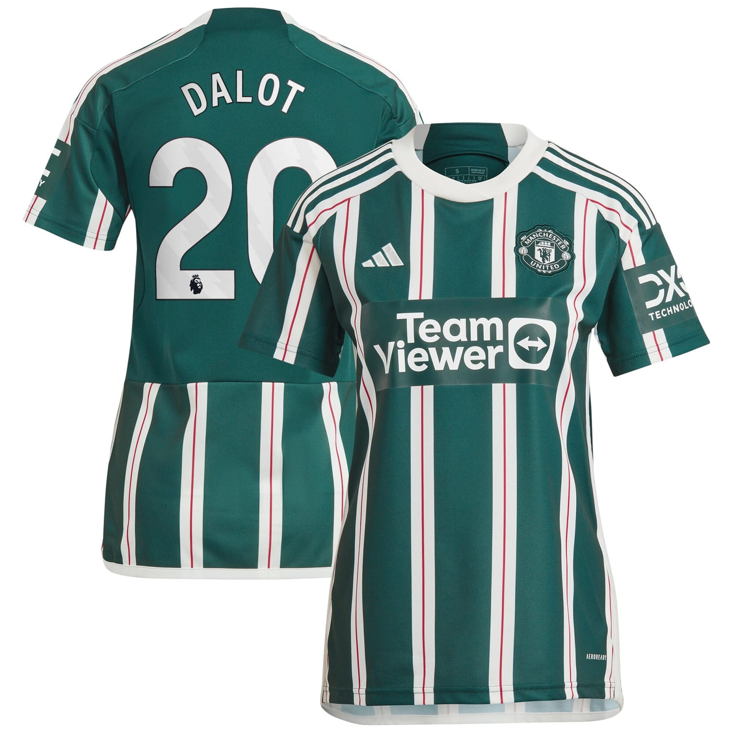 Premier League Manchester United Away Jersey Shirt Green 2023-24 player Diogo Dalot printing for Women