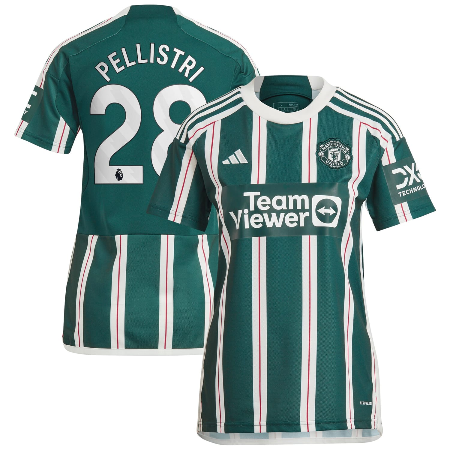 Premier League Manchester United Away Jersey Shirt Green 2023-24 player Facundo Pellistri printing for Women
