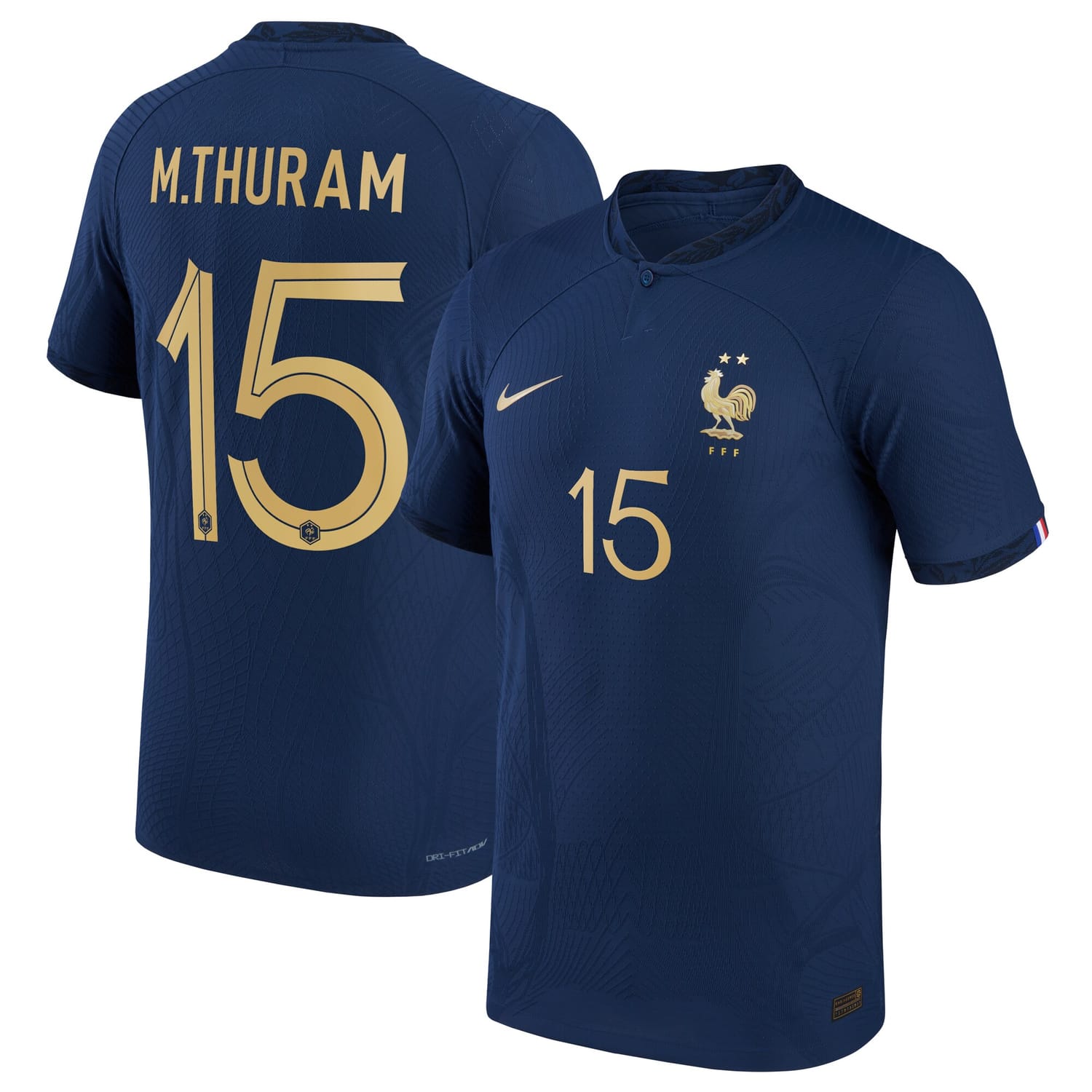 France National Team Home Authentic Jersey Shirt 2022 player Marcus Thuram 15 printing for Men