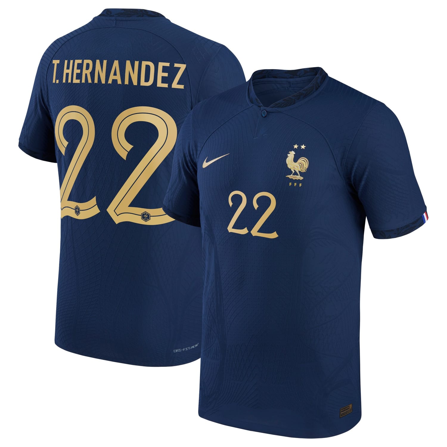 France National Team Home Authentic Jersey Shirt 2022 player Theo Hernández 22 printing for Men