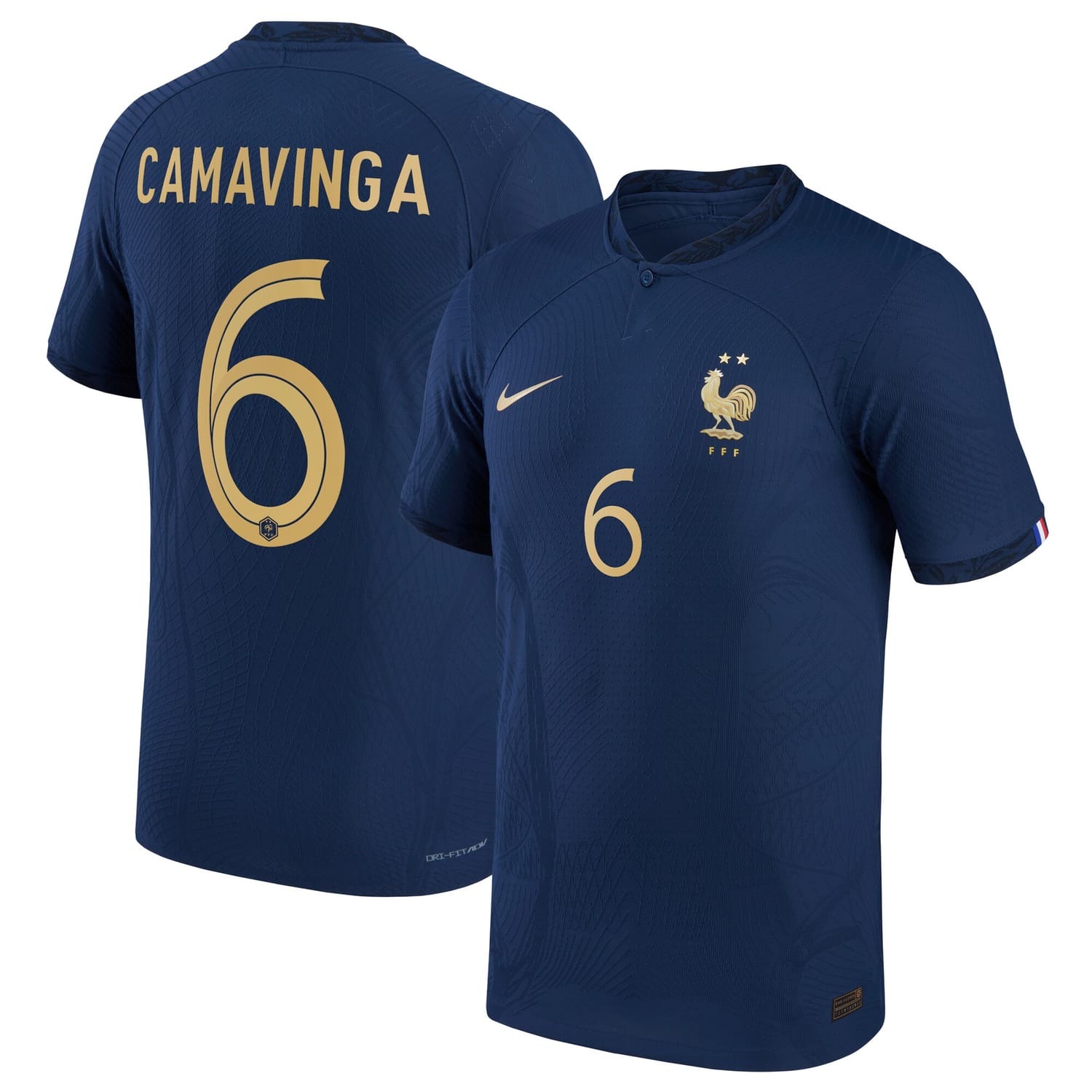 France National Team Home Authentic Jersey Shirt 2022 player Camavinga 6 printing for Men
