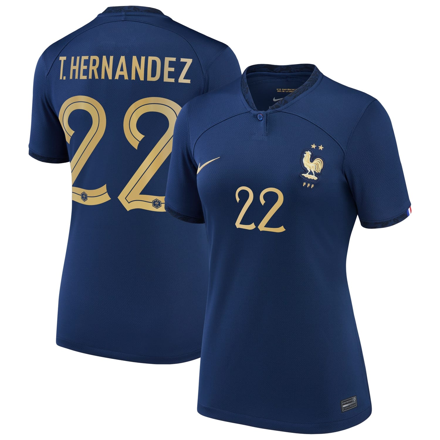 France National Team Home Jersey Shirt 2022 player Theo Hernandez printing for Women