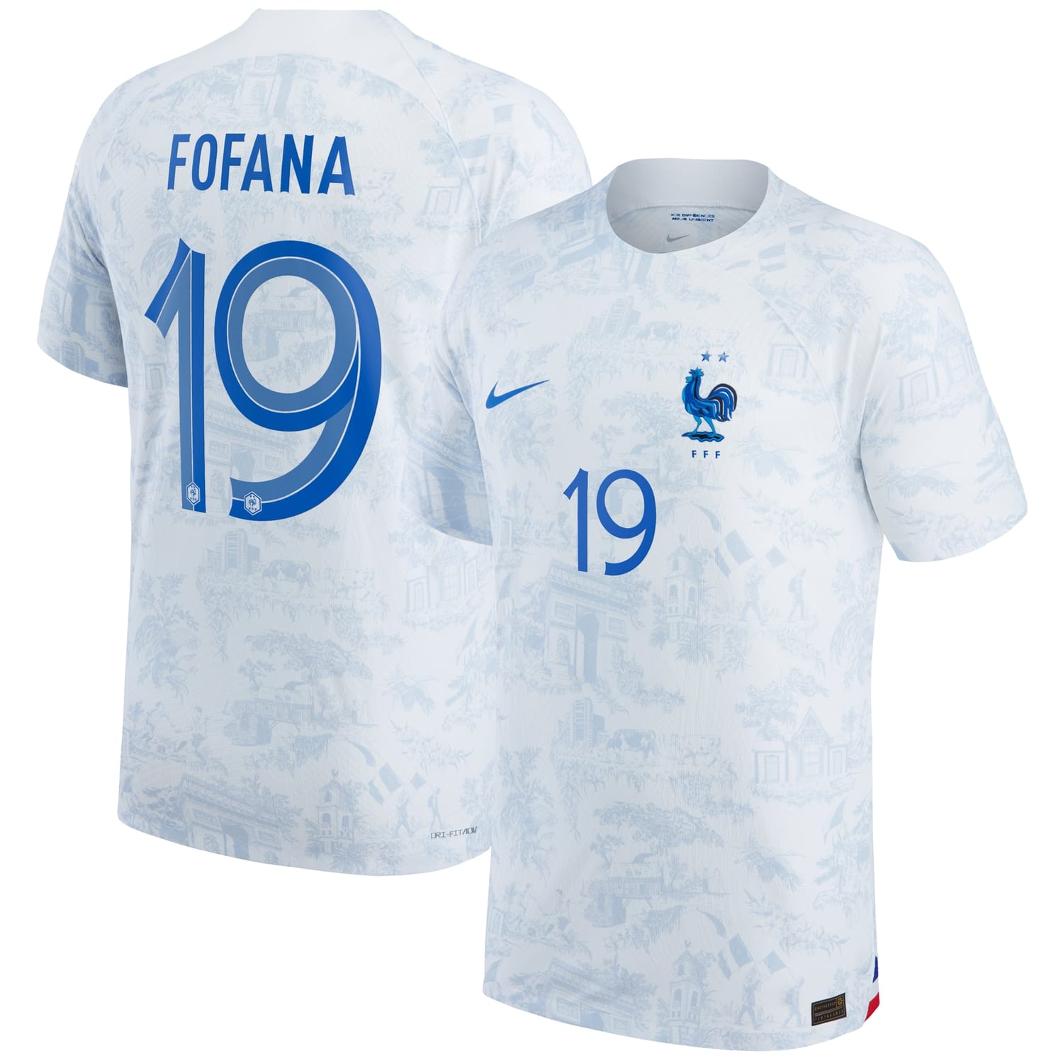 France National Team Away Authentic Jersey Shirt 2022 player Youssouf Fofana 19 printing for Men