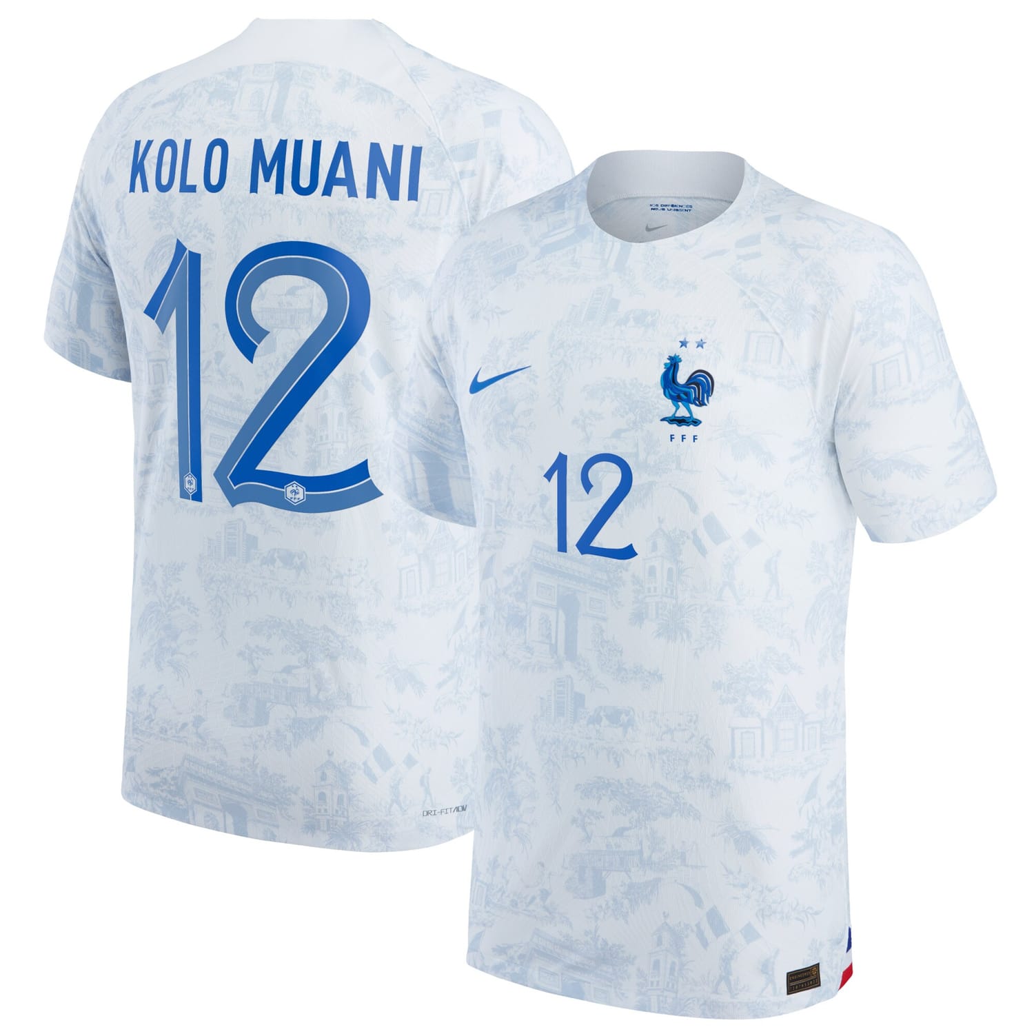 France National Team Away Authentic Jersey Shirt 2022 player Randal Kolo Muani printing for Men