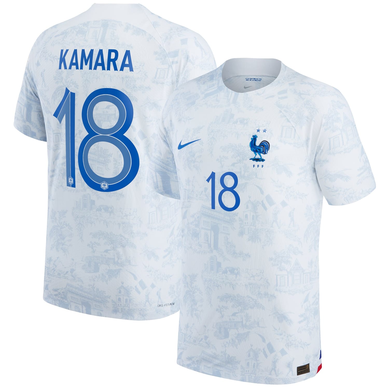 France National Team Away Authentic Jersey Shirt 2022 player Boubacar Kamara 18 printing for Men