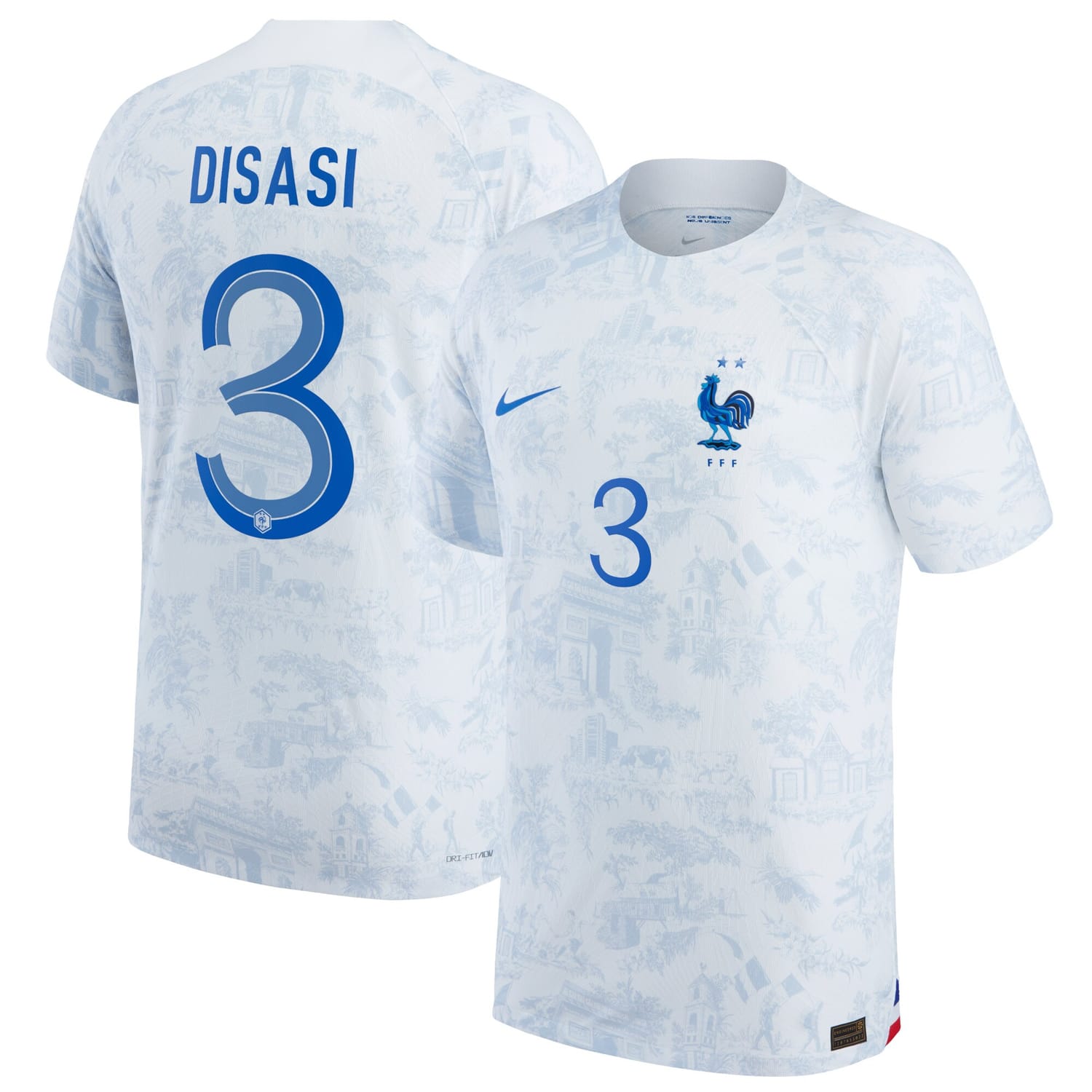 France National Team Away Authentic Jersey Shirt 2022 player Axel Disasi printing for Men