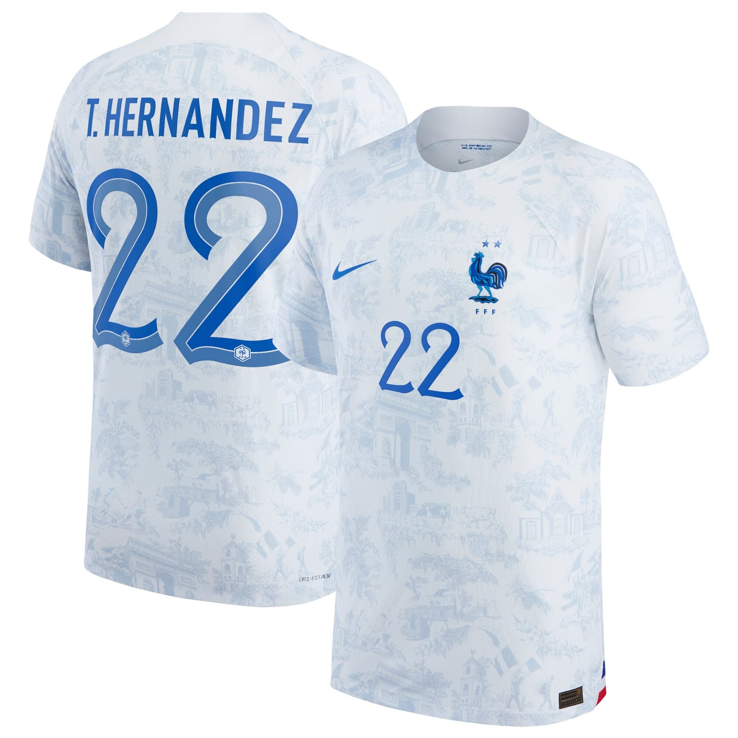 France National Team Away Authentic Jersey Shirt 2022 player Theo Hernandez printing for Men