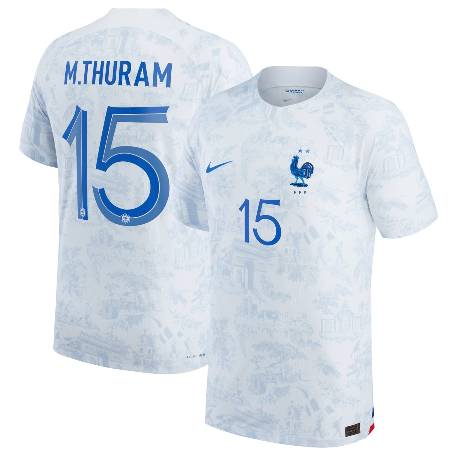 France National Team Away Authentic Jersey Shirt 2022 player Marcus Thuram 15 printing for Men