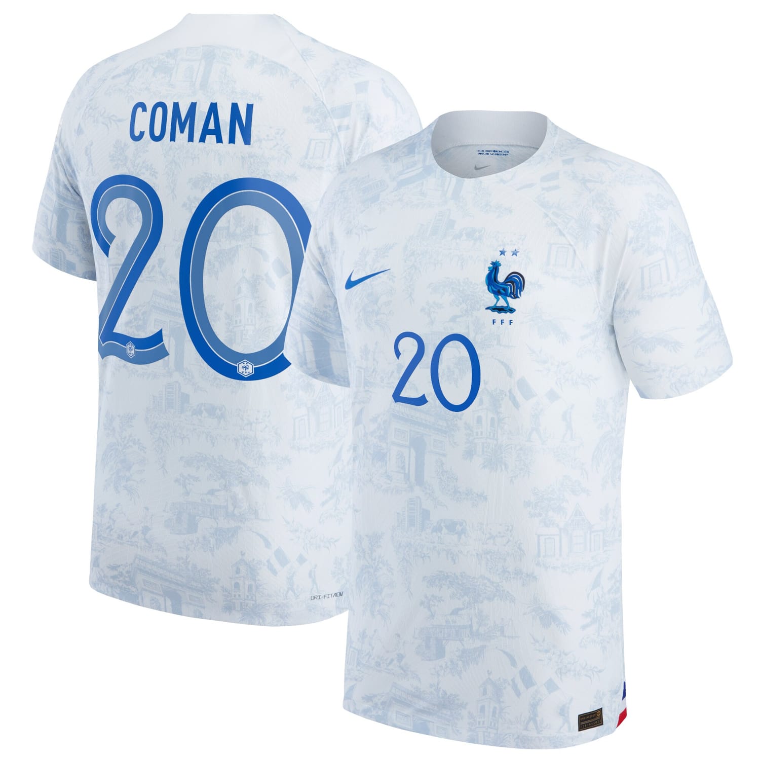 France National Team Away Authentic Jersey Shirt 2022 player Kingsley Coman printing for Men