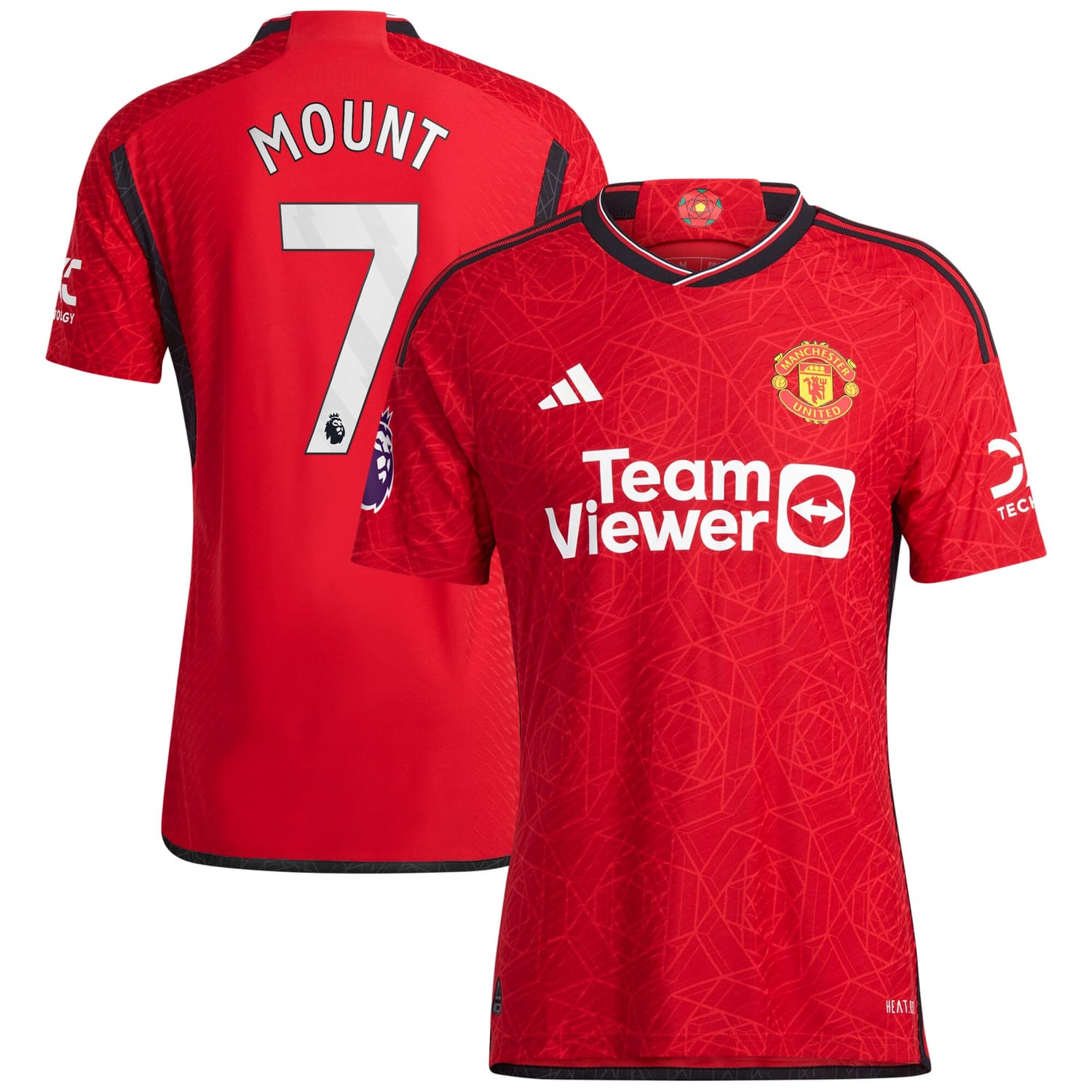 Premier League Manchester United Home Authentic Jersey Shirt Red 2023-24 player Mason Mount printing for Men
