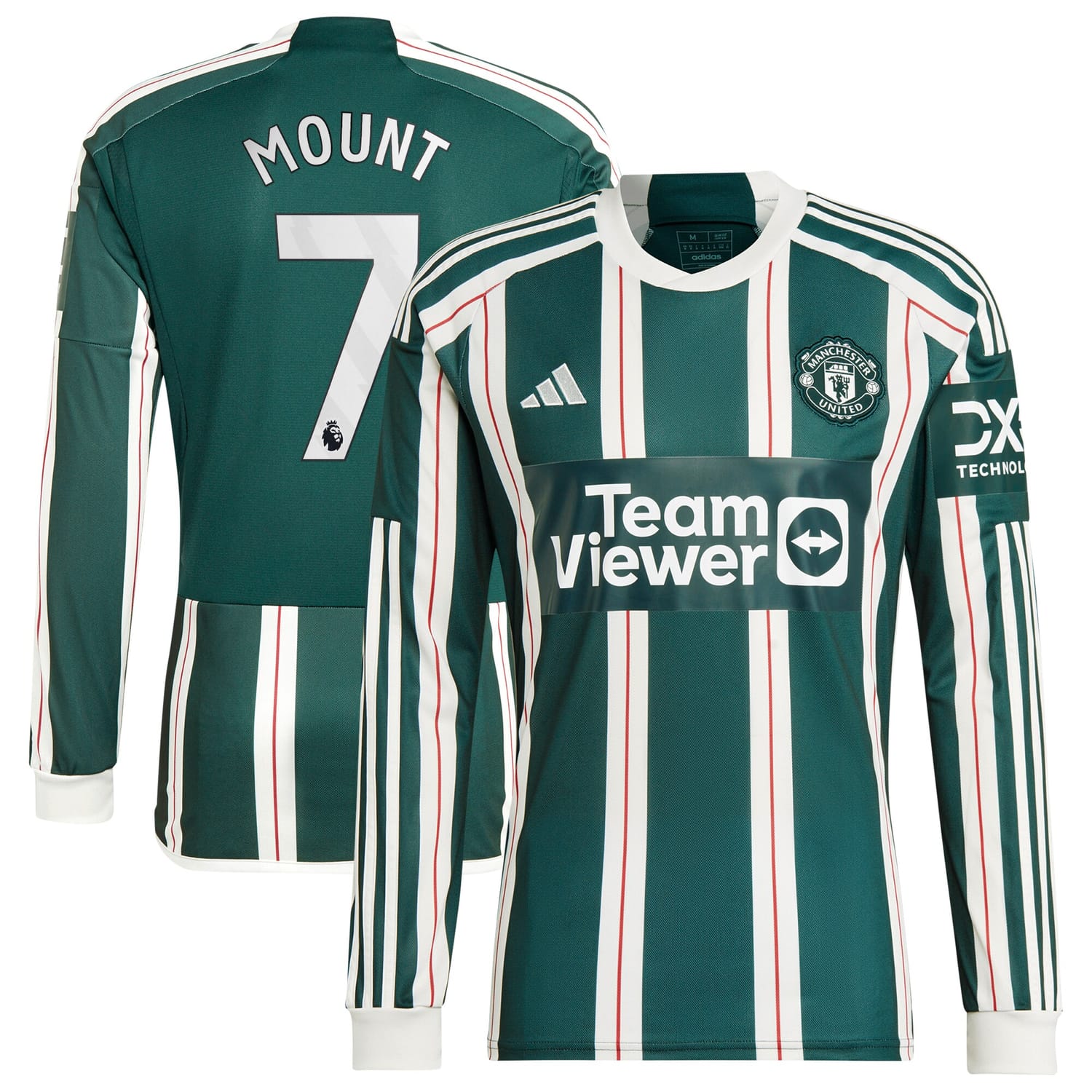 Premier League Manchester United Away Jersey Shirt Long Sleeve Green 2023-24 player Mason Mount printing for Men
