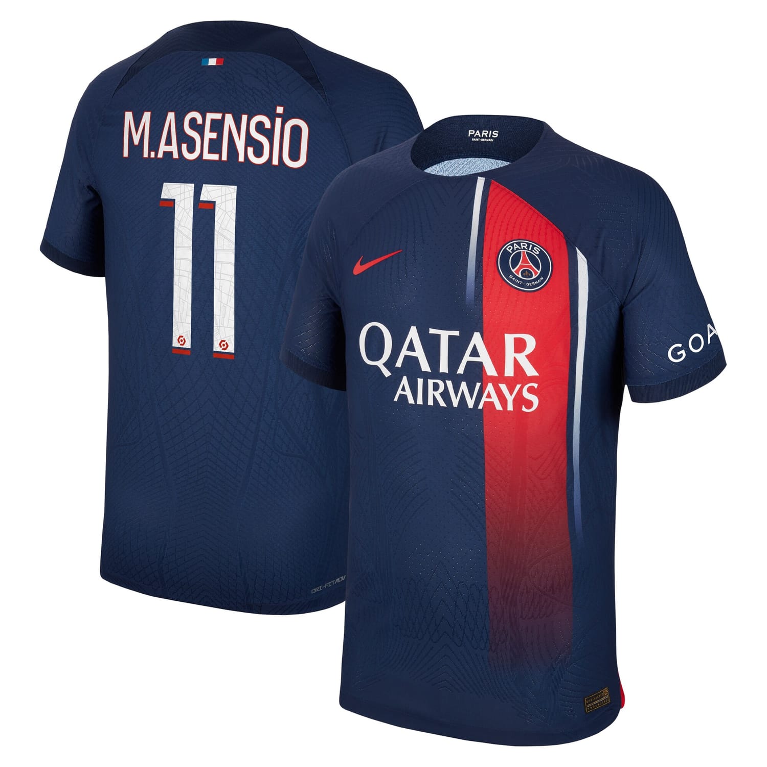 Ligue 1 Paris Saint-Germain Home Authentic Jersey Shirt 2023-24 player Marco Asensio 11 printing for Men