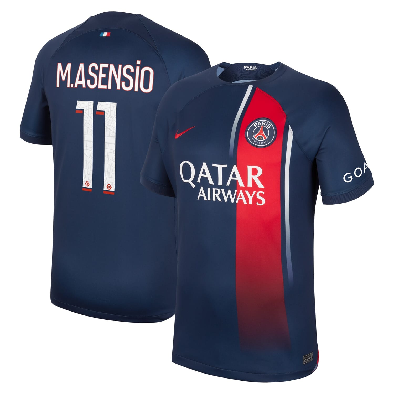 Ligue 1 Paris Saint-Germain Home Jersey Shirt 2023-24 player Marco Asensio 11 printing for Men