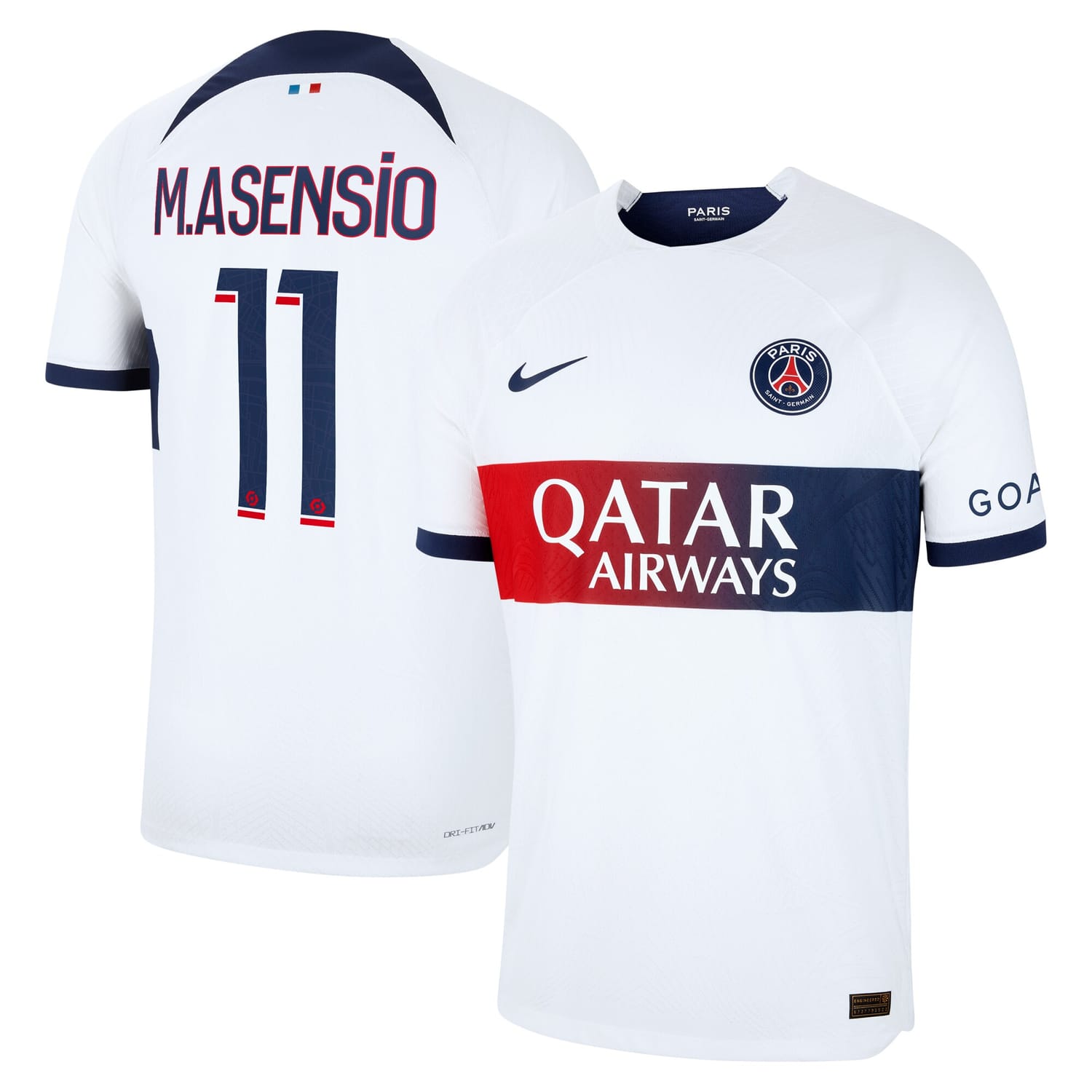 Ligue 1 Paris Saint-Germain Away Authentic Jersey Shirt 2023-24 player Marco Asensio 11 printing for Men