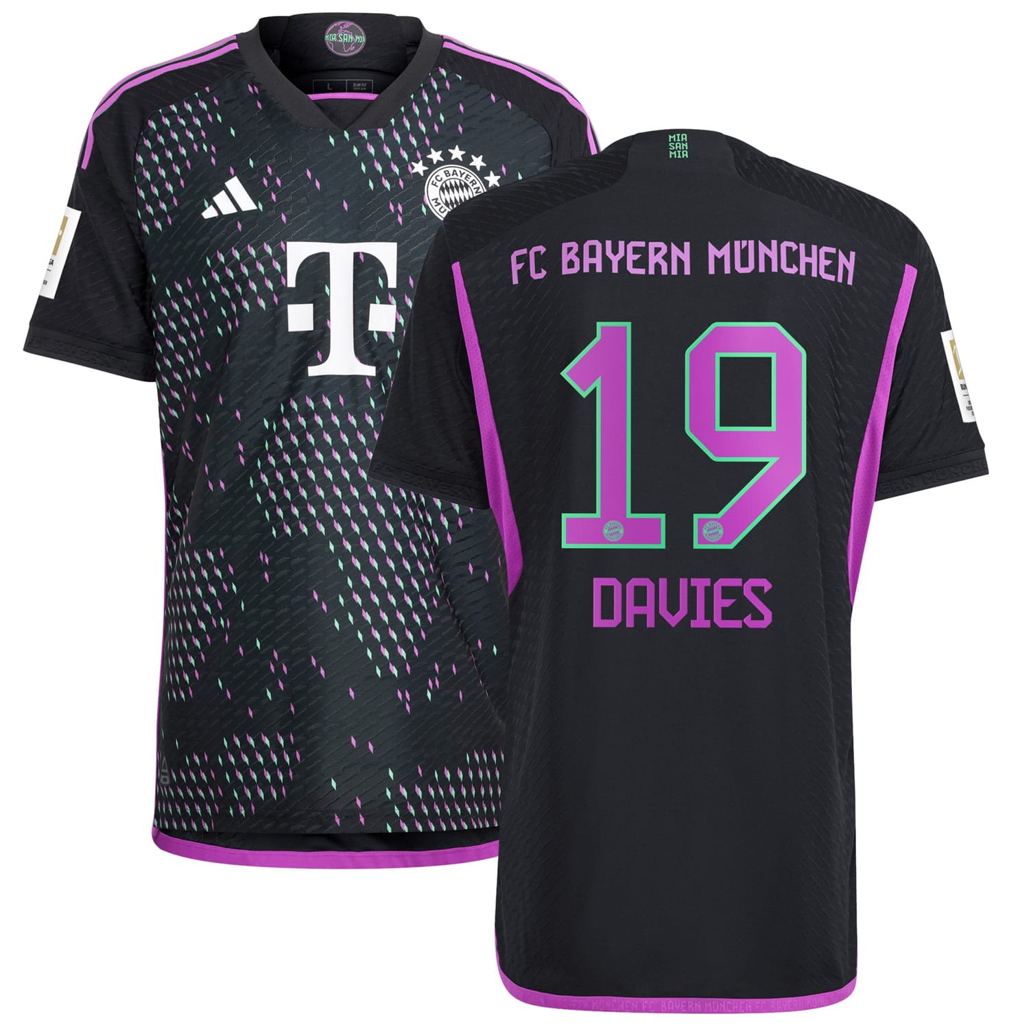Bundesliga Bayern Munich Away Authentic Jersey Shirt Black 2023-24 player Alphonso Davies printing for Men