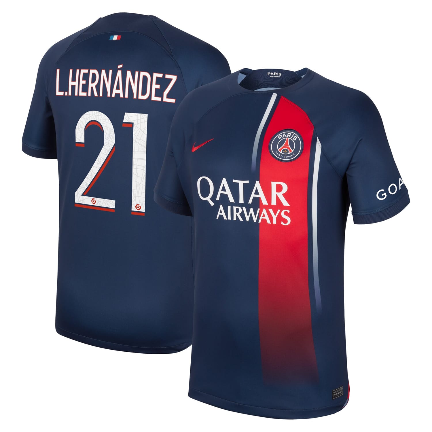 Ligue 1 Paris Saint-Germain Home Jersey Shirt 2023-24 player Lucas Hernández 21 printing for Men