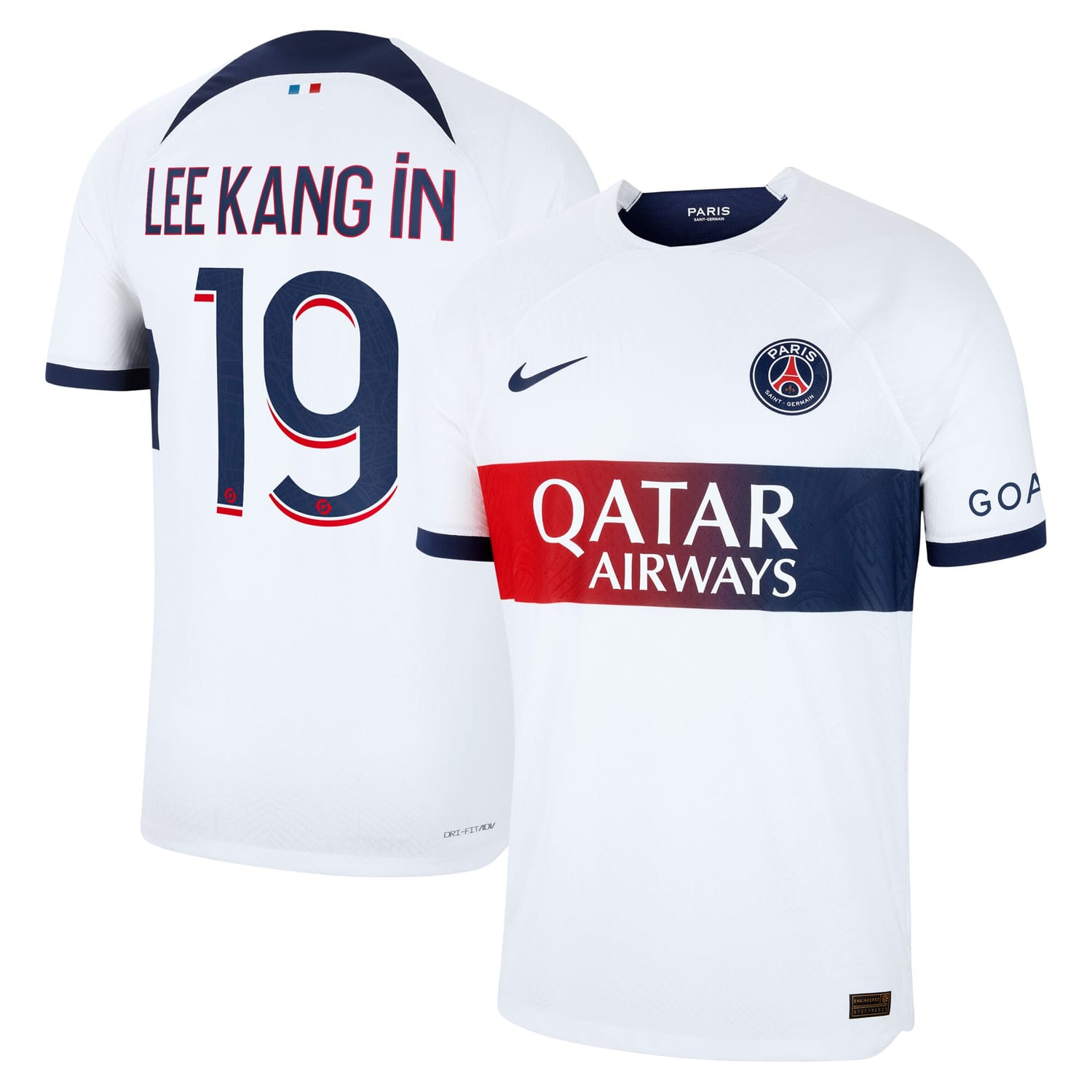 Ligue 1 Paris Saint-Germain Away Authentic Jersey Shirt 2023-24 player Lee Kang In 19 printing for Men