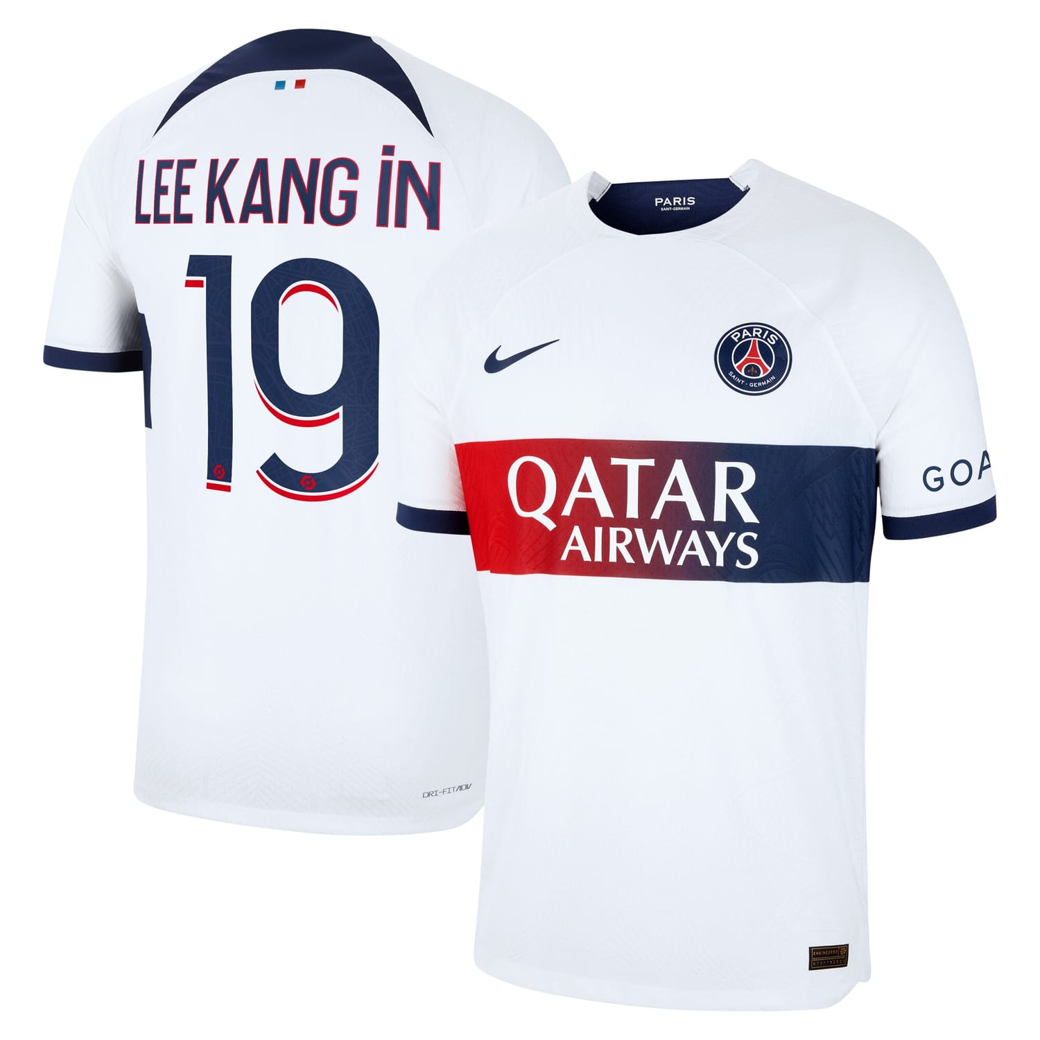 Ligue 1 Paris Saint-Germain Away Authentic Jersey Shirt White 2023-24 player Lee Kang In printing for Men