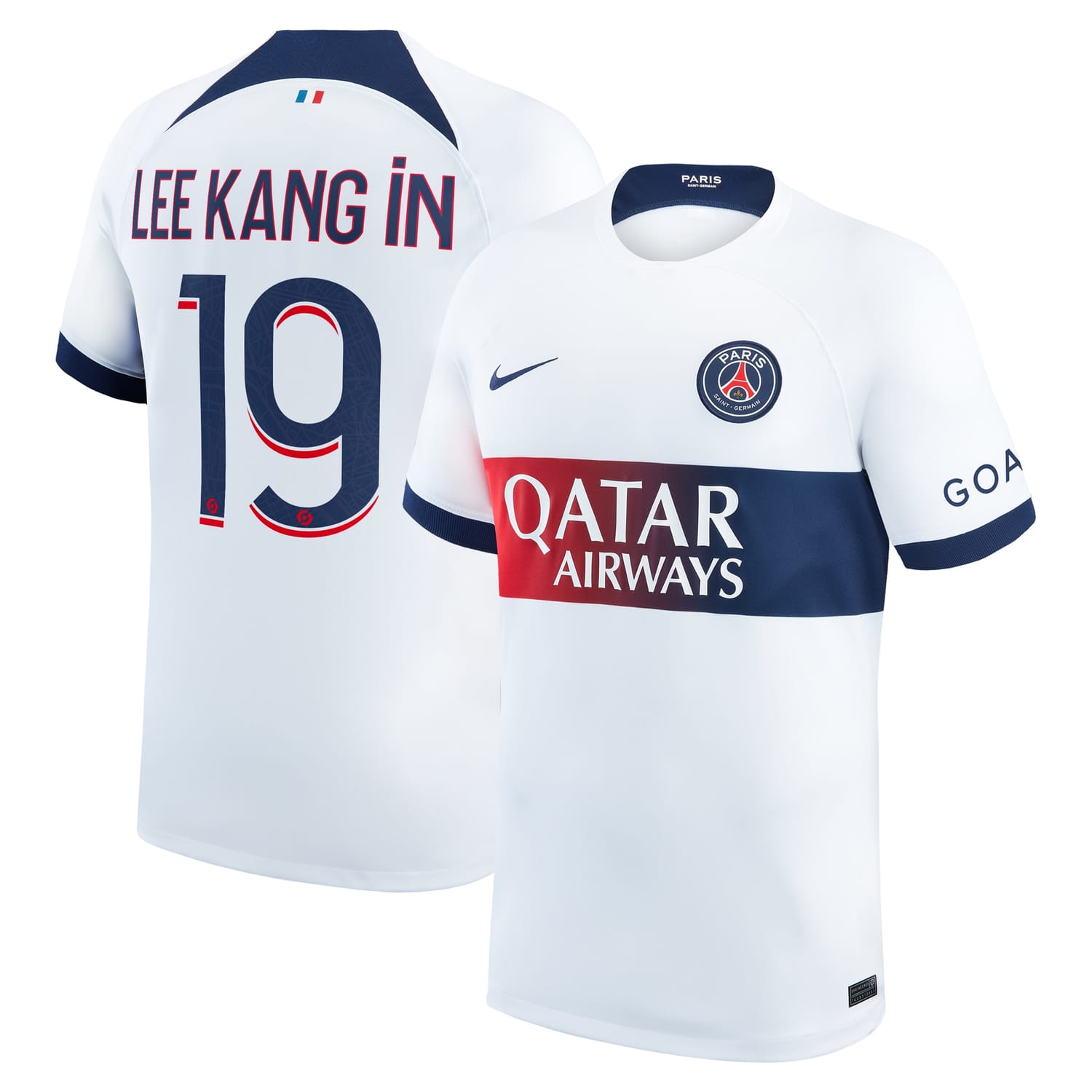 Ligue 1 Paris Saint-Germain Away Jersey Shirt White 2023-24 player Lee Kang In printing for Men