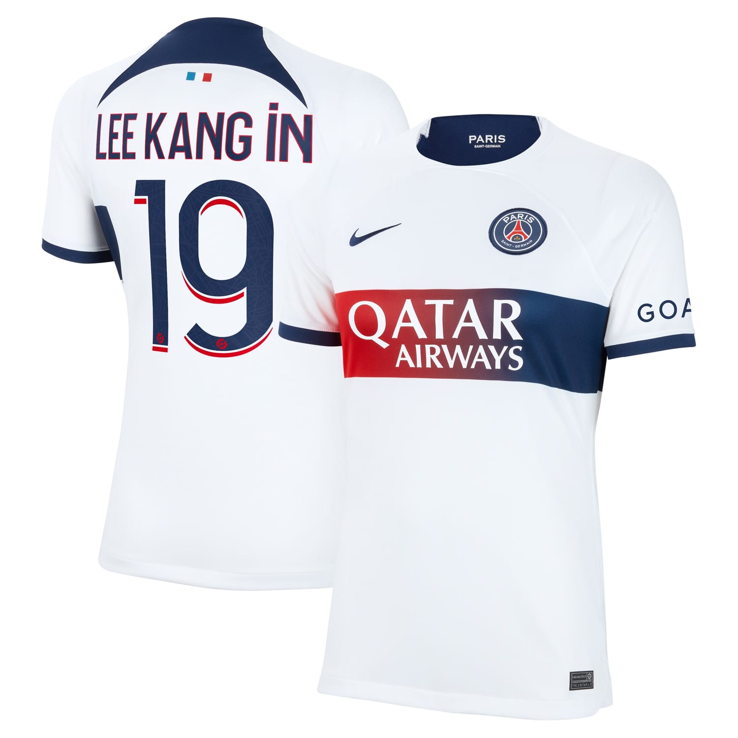 Ligue 1 Paris Saint-Germain Away Jersey Shirt White 2023-24 player Lee Kang In printing for Women