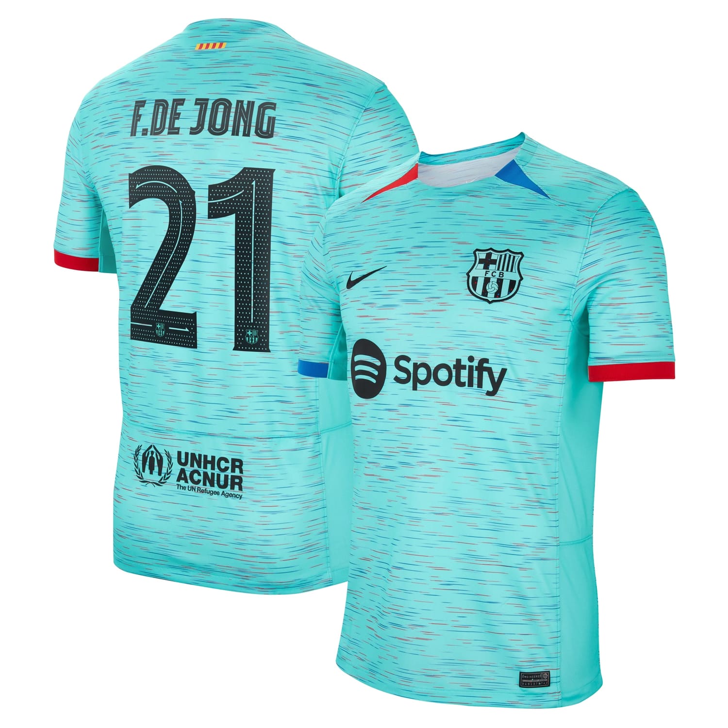 La Liga Barcelona Third Jersey Shirt Aqua 2023-24 player Frenkie de Jong printing for Men
