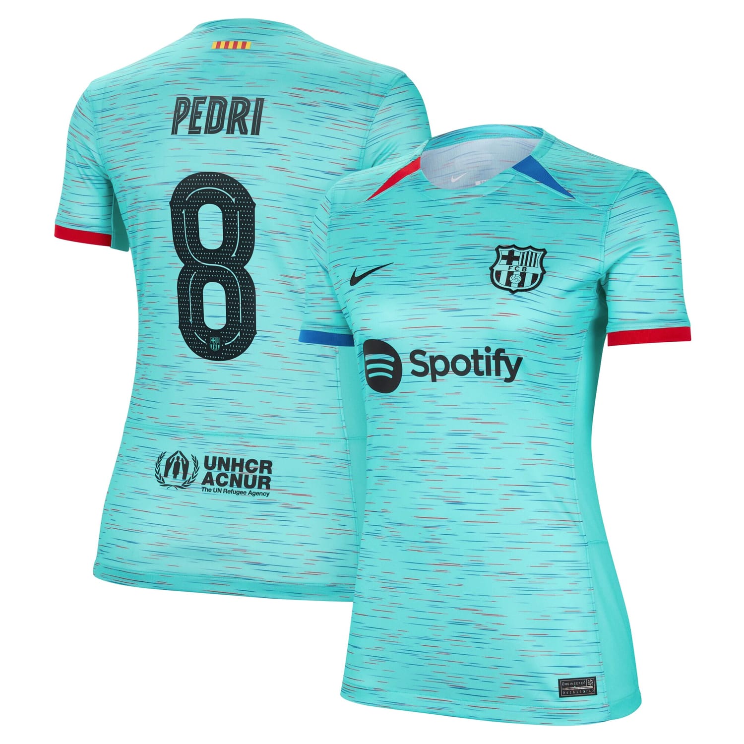 La Liga Barcelona Third Jersey Shirt Aqua 2023-24 player Pedri printing for Women