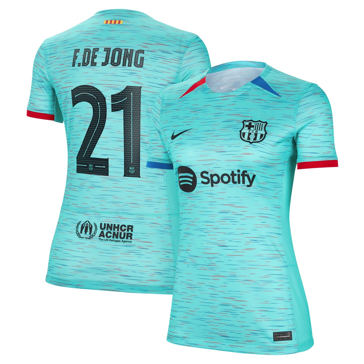La Liga Barcelona Third Jersey Shirt Aqua 2023-24 player Frenkie de Jong printing for Women