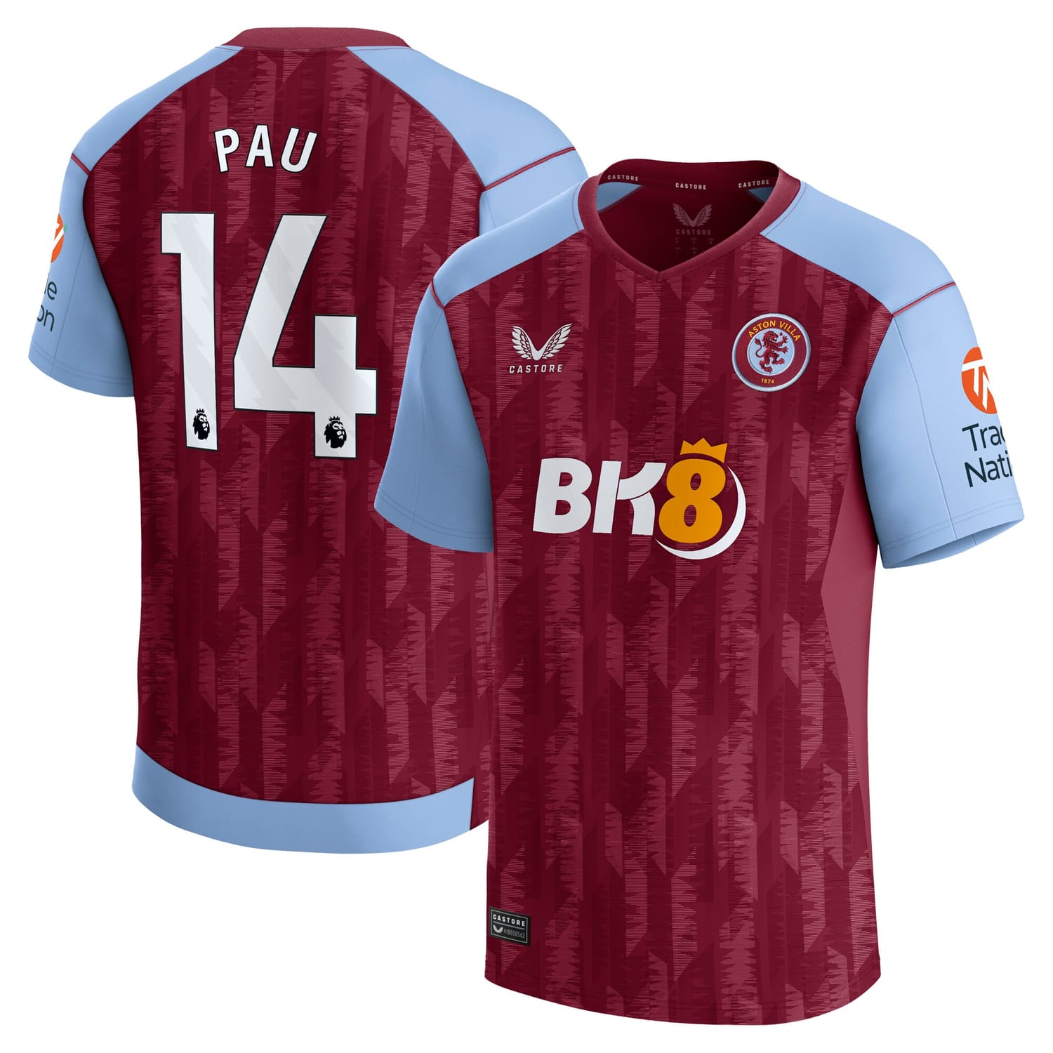 Premier League Aston Villa Home Jersey Shirt 2023-24 player Pau Torres printing for Men