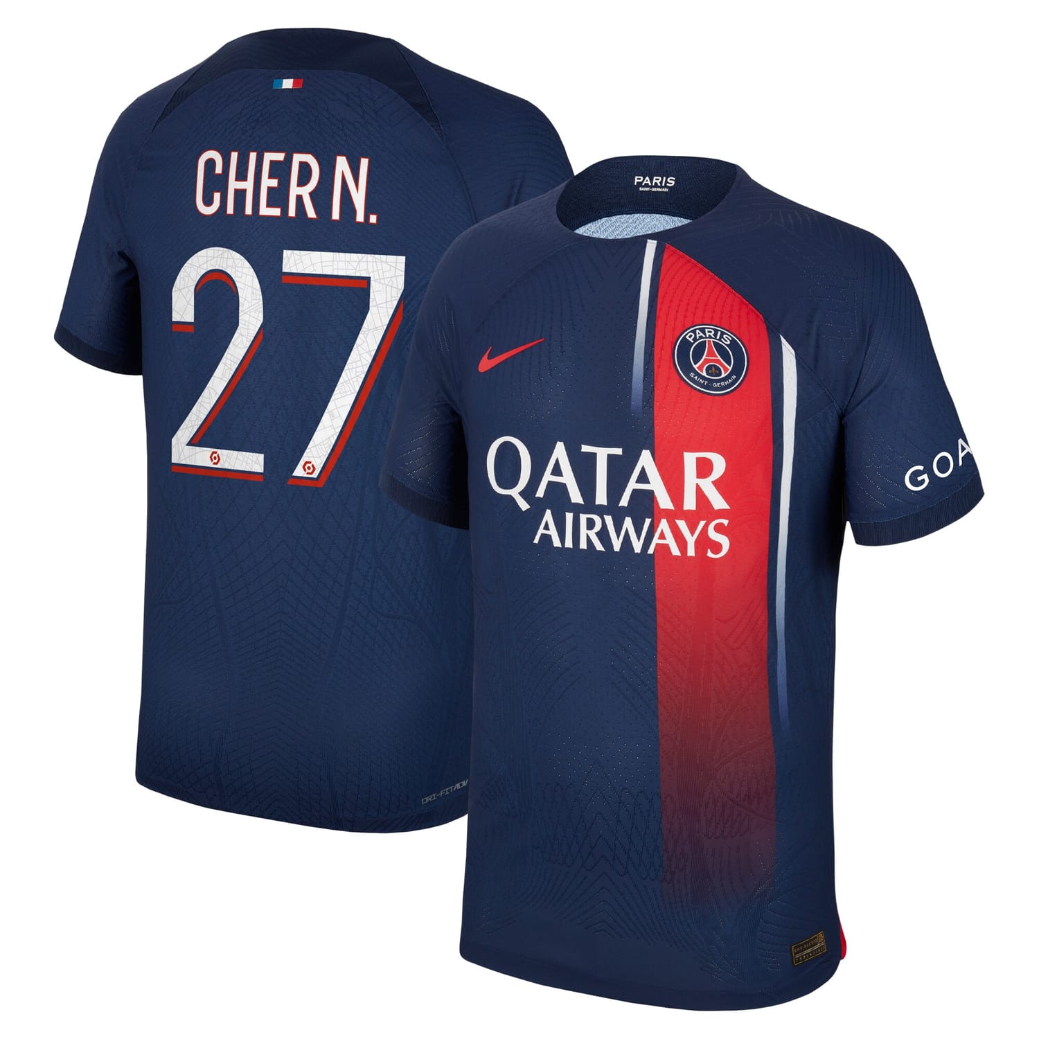 Ligue 1 Paris Saint-Germain Home Authentic Jersey Shirt 2023-24 player Cher N. 27 printing for Men