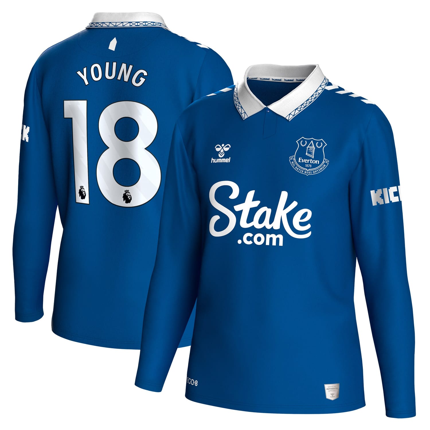 Premier League Everton Home Jersey Shirt Long Sleeve 2023-24 player Young 18 printing for Men