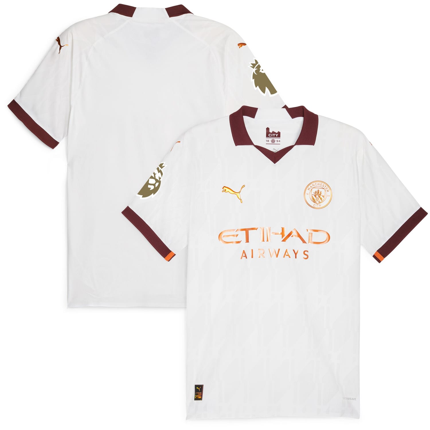Premier League Manchester City Away Authentic Jersey Shirt White 2023-24 for Men