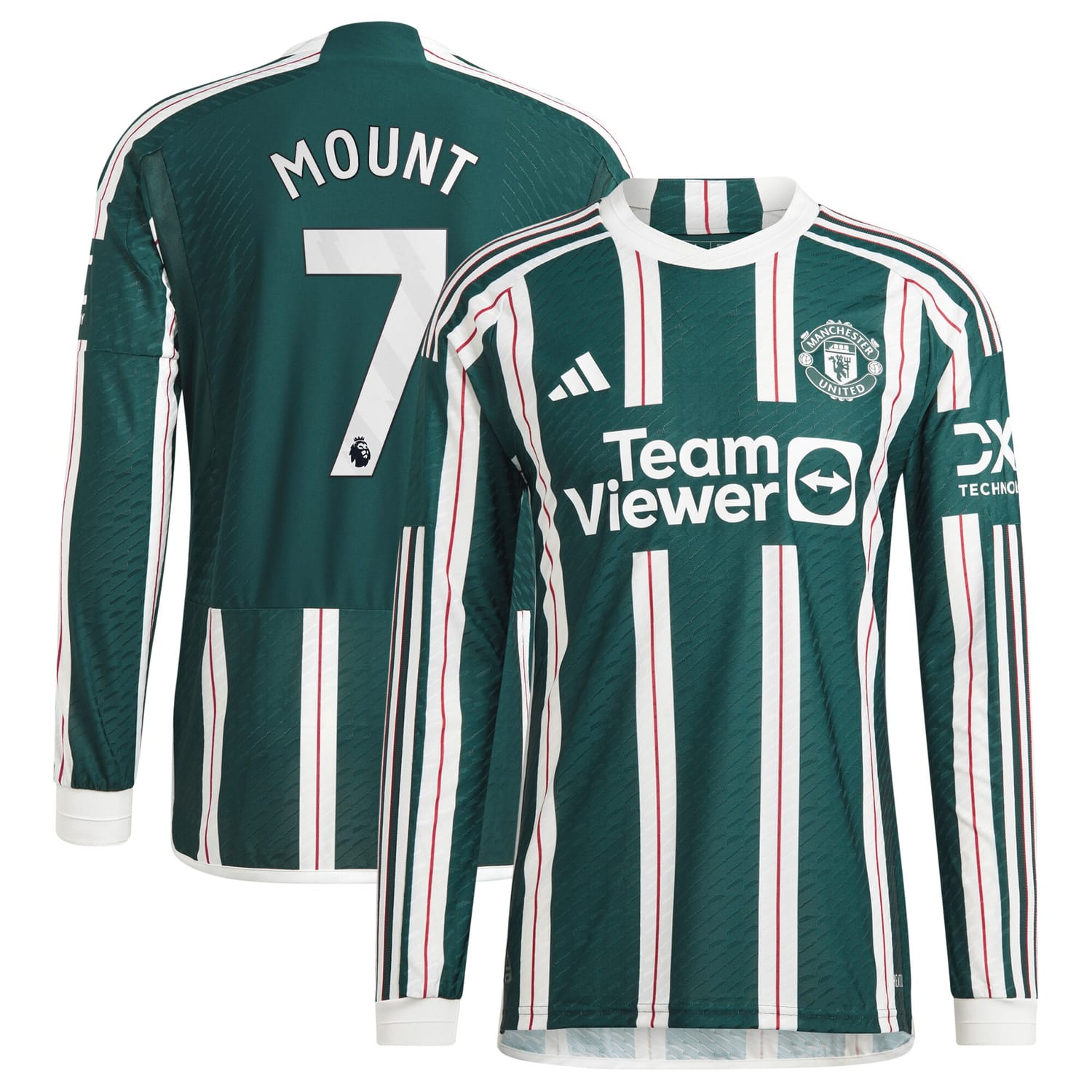 Premier League Manchester United Away Authentic Jersey Shirt Long Sleeve 2023-24 player Mason Mount printing for Men