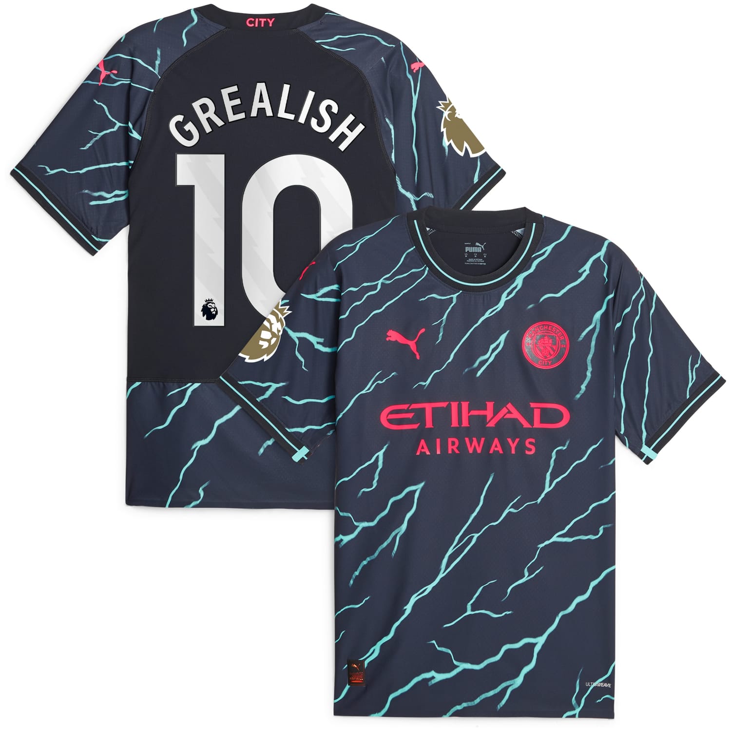 Premier League Manchester City Third Authentic Jersey Shirt Navy 2023-24 player Jack Grealish printing for Men