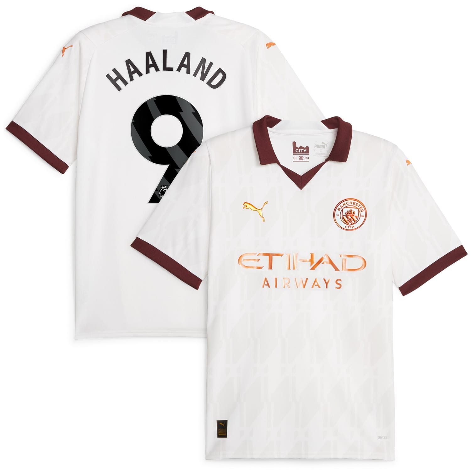 Premier League Manchester City Away Jersey Shirt White 2023-24 player Erling Haaland printing for Men