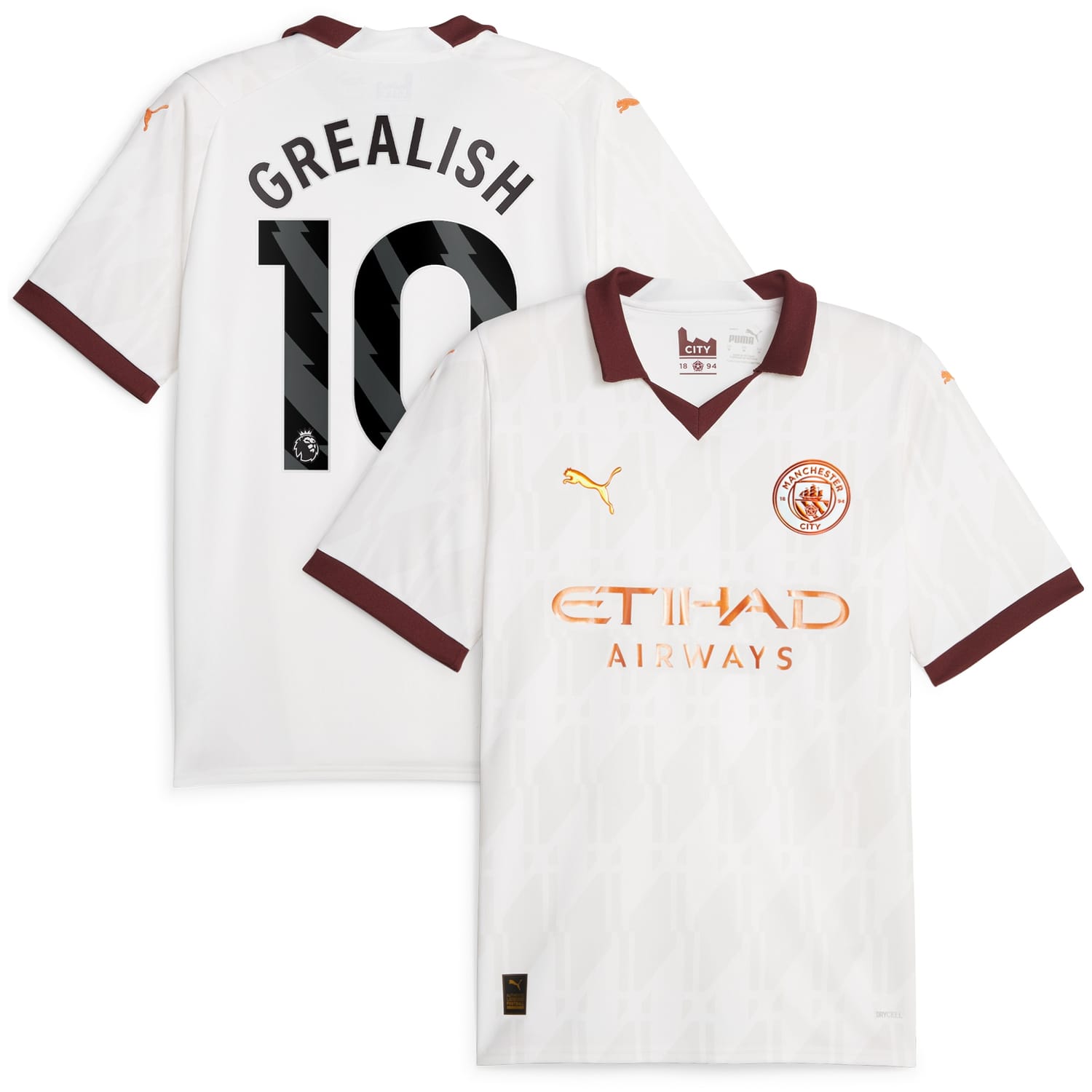 Premier League Manchester City Away Jersey Shirt White 2023-24 player Jack Grealish printing for Men
