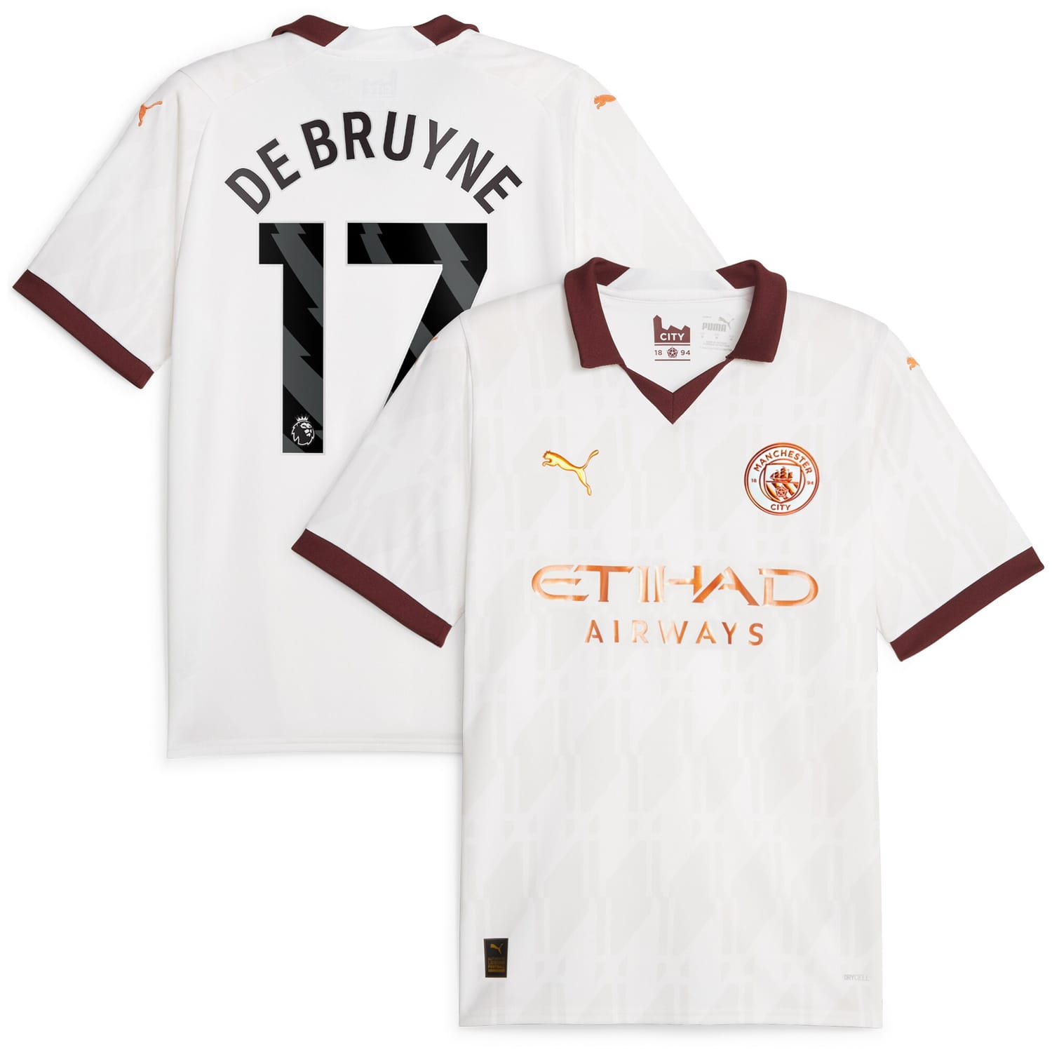 Premier League Manchester City Away Jersey Shirt White 2023-24 player Kevin De Bruyne printing for Men